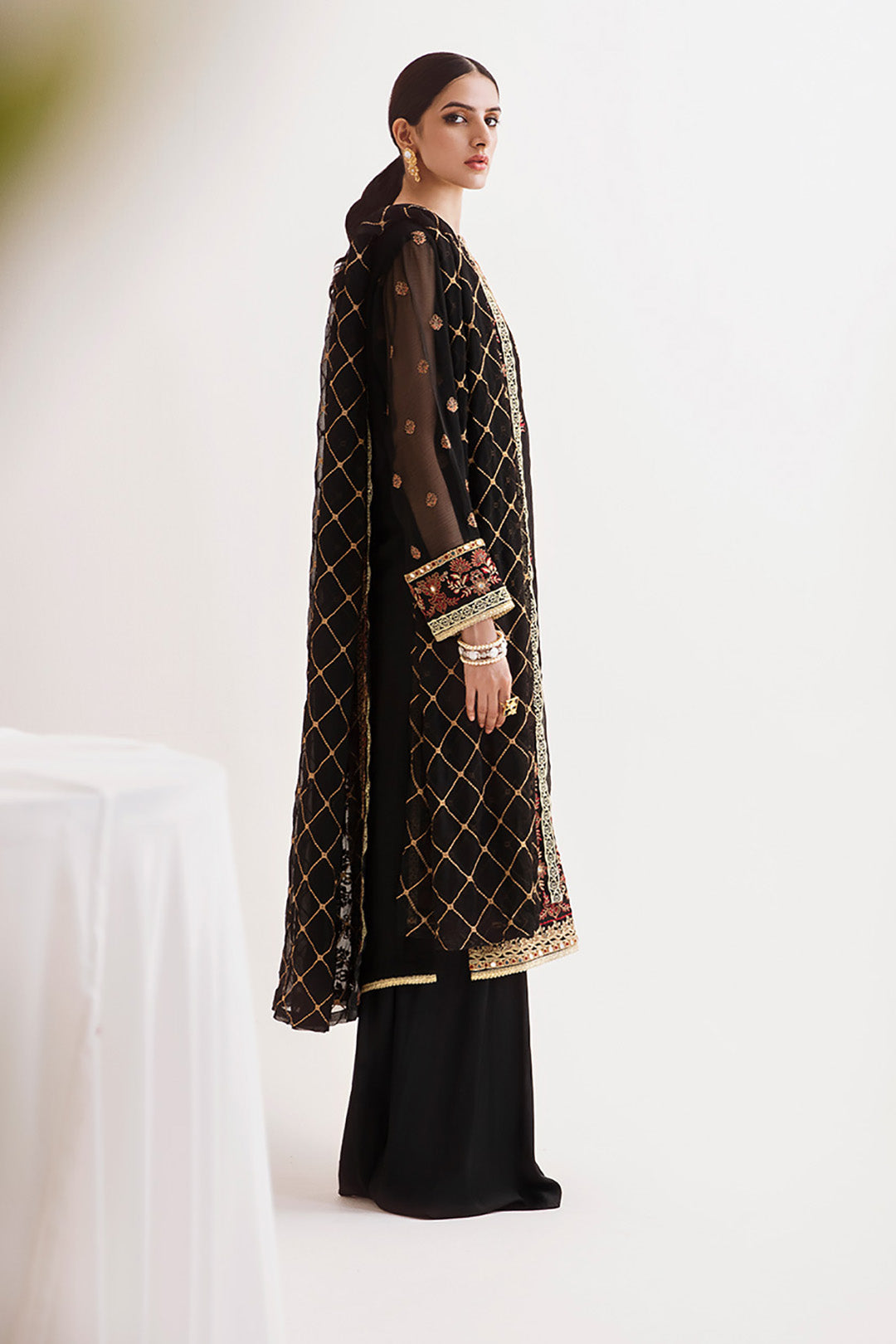 Zellbury | Unstitched 3 Piece Chiffon | Embroidered Shirt Shalwar Dupatta - 0293 - by - Libasekhas UK - Registered Vendor of : Zellbury Women - 100% Original Designer Dresss