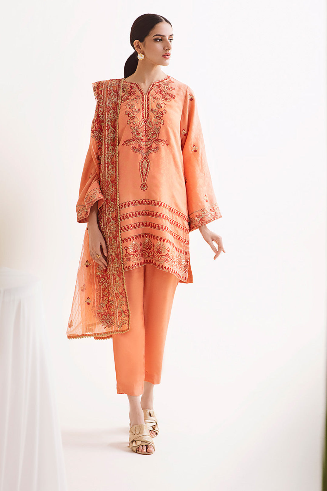 Zellbury | Unstitched 3 Piece Jacquard | Embroidered Shirt Shalwar Dupatta - 0296 - by - Libasekhas UK - Registered Vendor of : Zellbury Women - 100% Original Designer Dresss