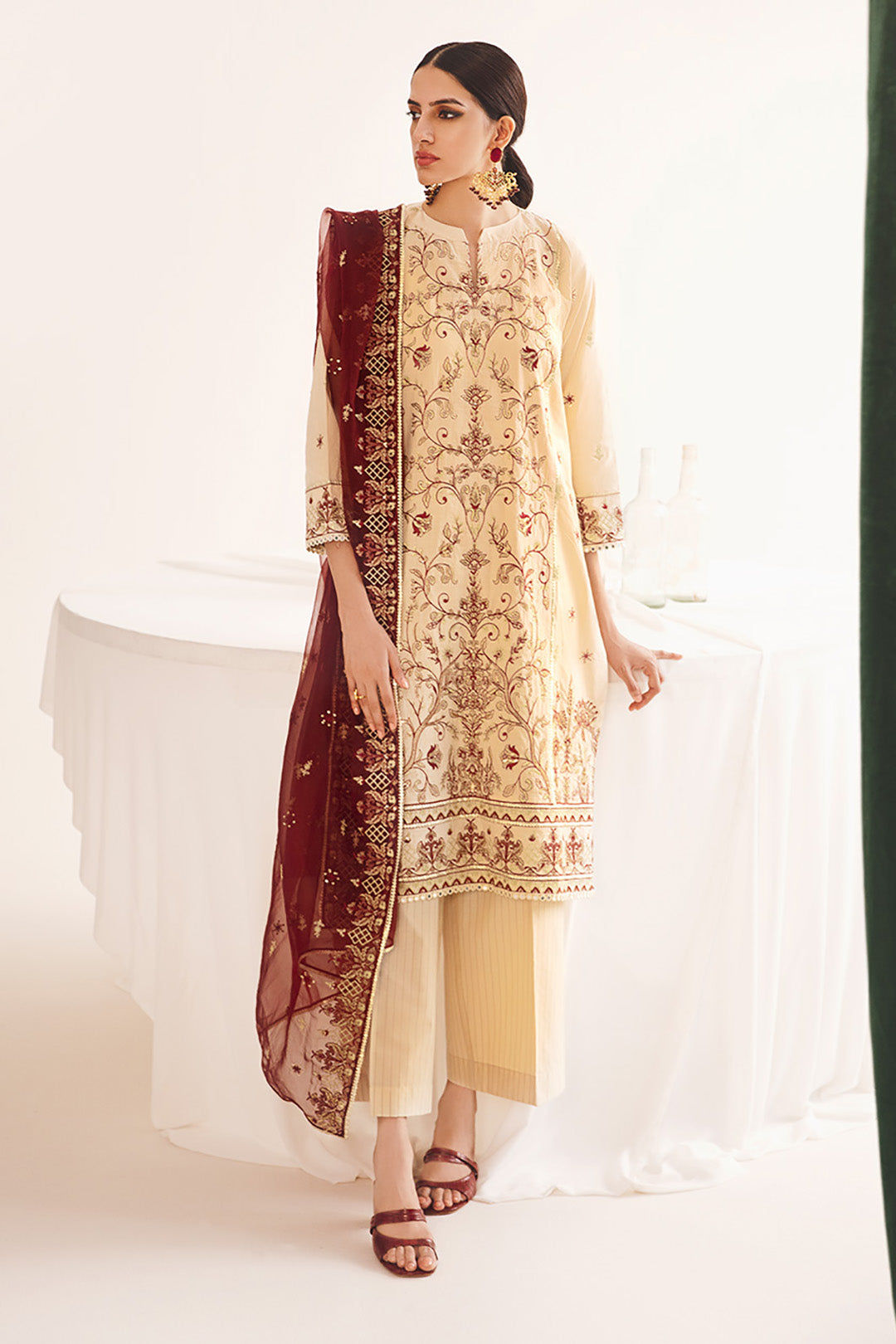 Zellbury | Unstitched 3 Piece Dobby | Embroidered Shirt Shalwar Dupatta - 0301 - by - Libasekhas UK - Registered Vendor of : Zellbury Women - 100% Original Designer Dresss