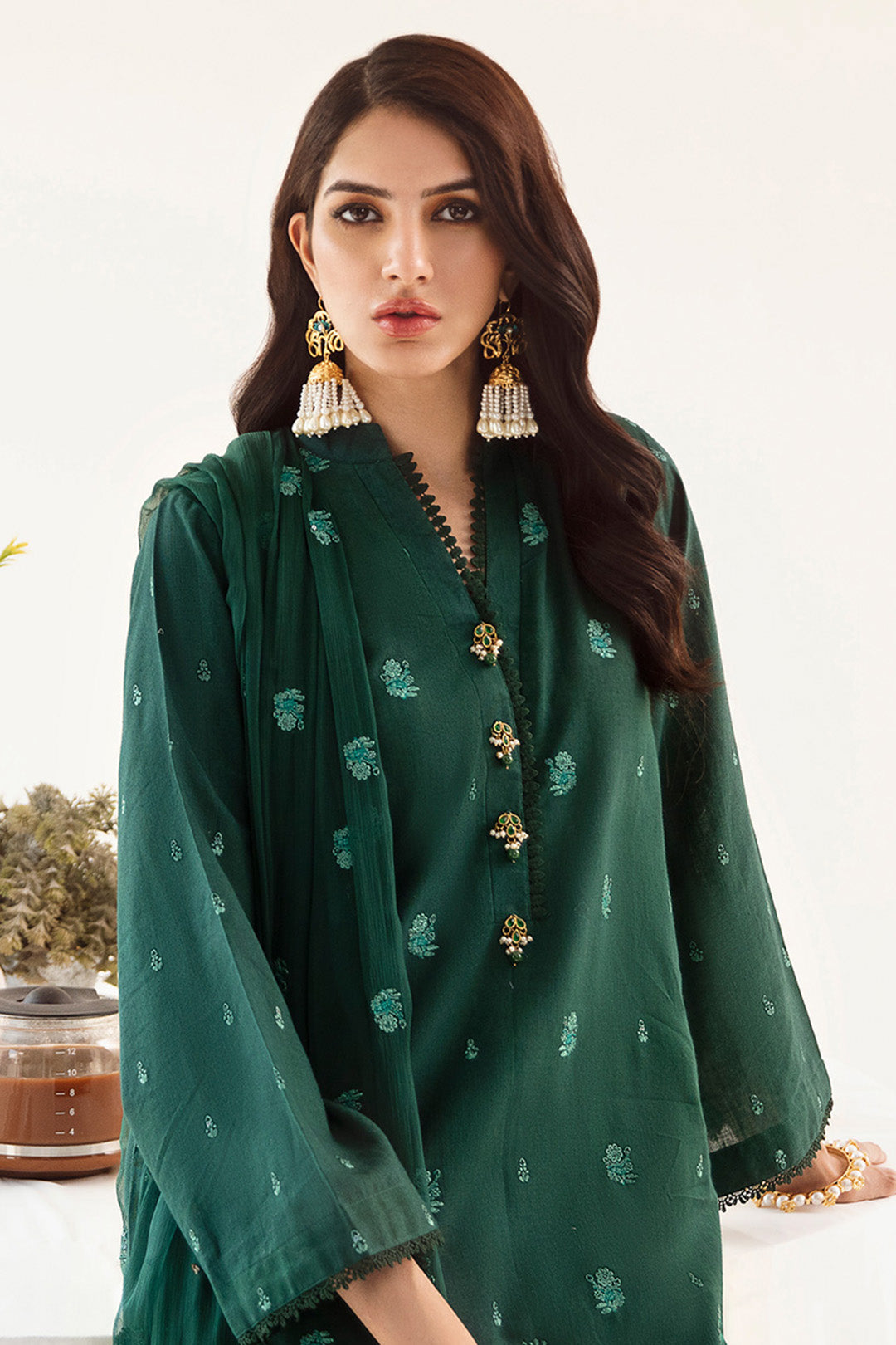 Zellbury | Unstitched 3 Piece Khaddar | Embroidered Shirt Shalwar Dupatta - 0302 - by - Libasekhas UK - Registered Vendor of : Zellbury Women - 100% Original Designer Dresss