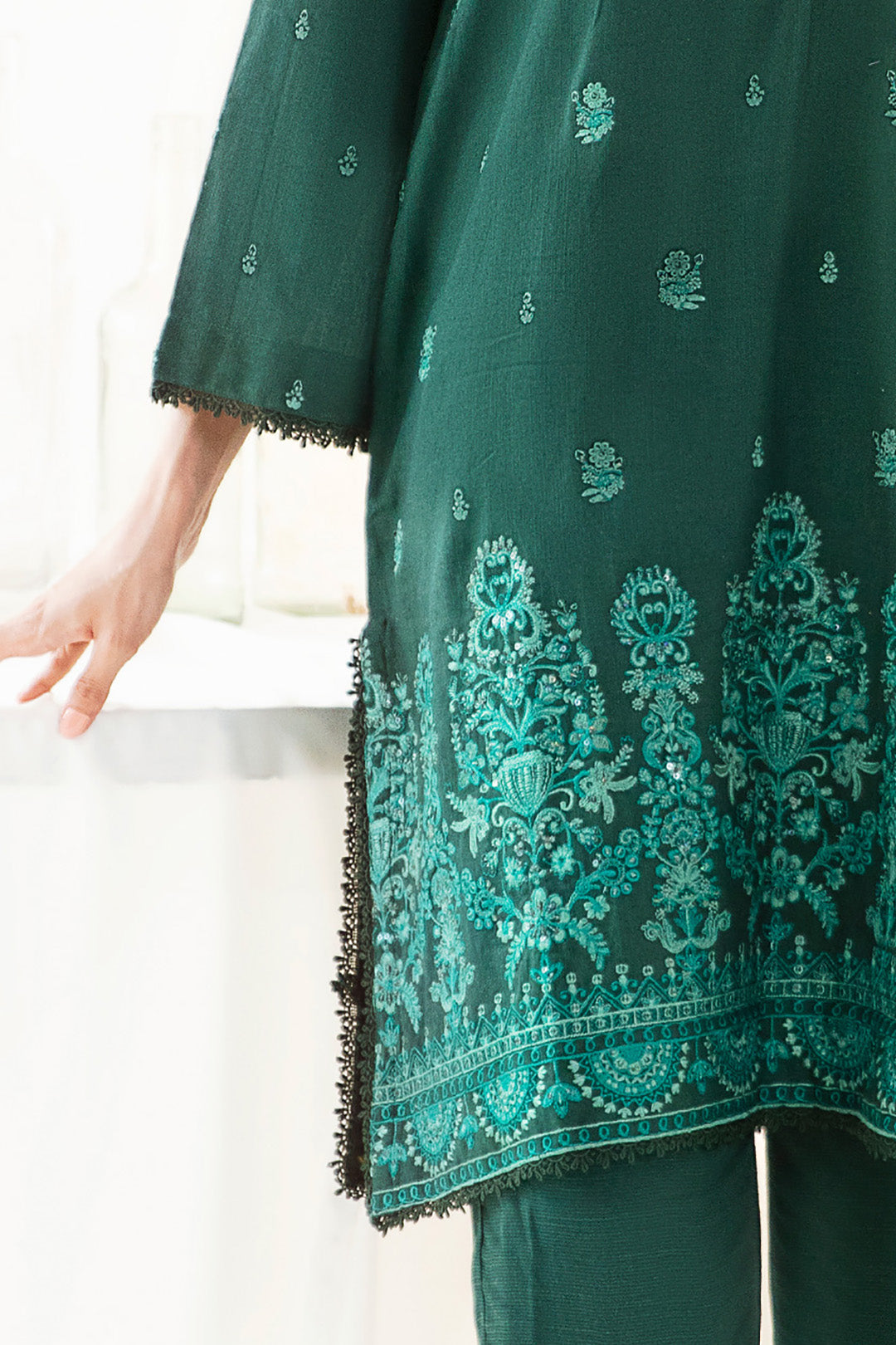 Zellbury | Unstitched 3 Piece Khaddar | Embroidered Shirt Shalwar Dupatta - 0302 - by - Libasekhas UK - Registered Vendor of : Zellbury Women - 100% Original Designer Dresss