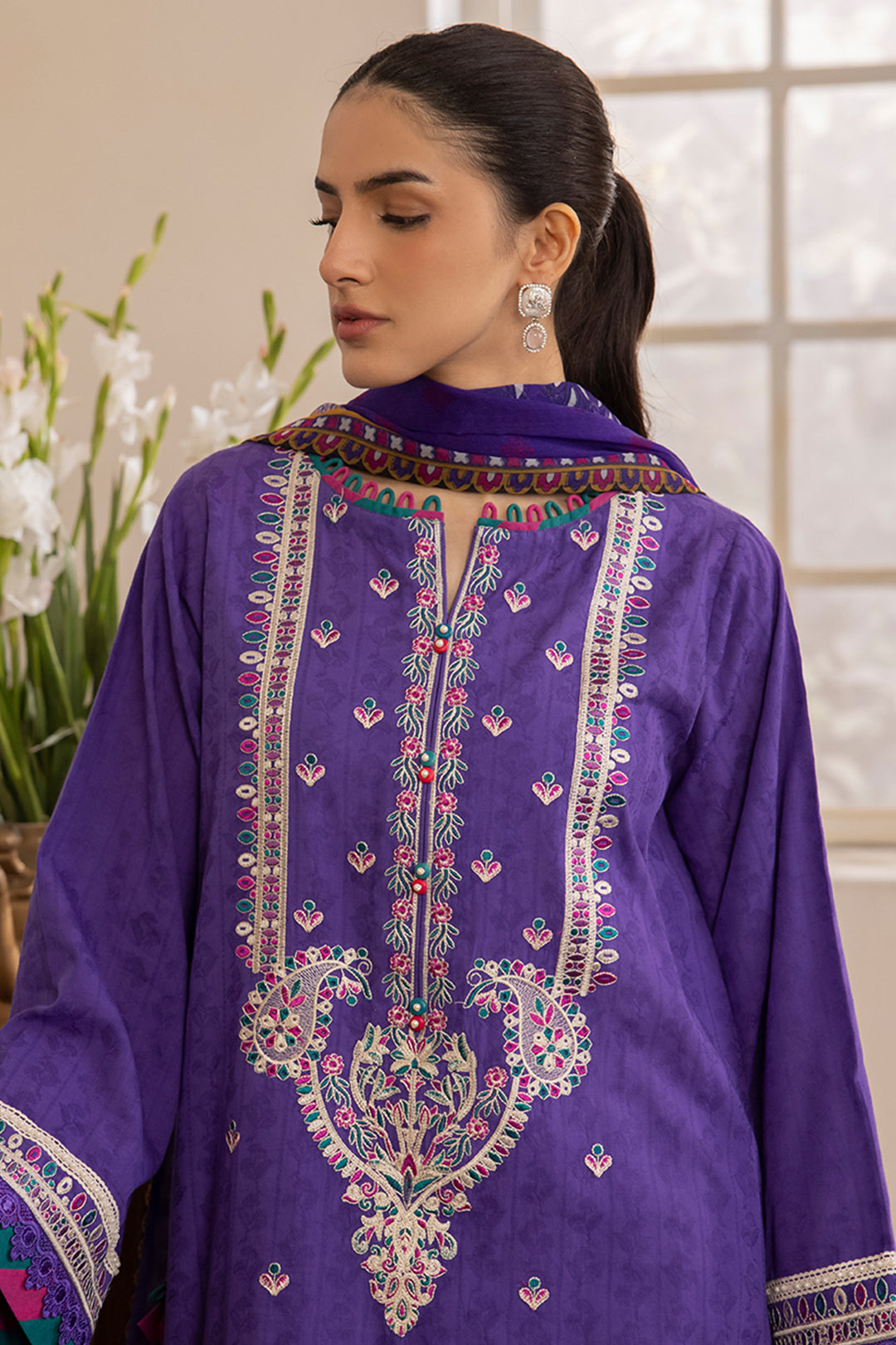 Zellbury | Unstitched 3 Piece Jacquard | Embroidered Shirt Shalwar Dupatta - 1113 - by - Libasekhas UK - Registered Vendor of : Zellbury Women - 100% Original Designer Dresss