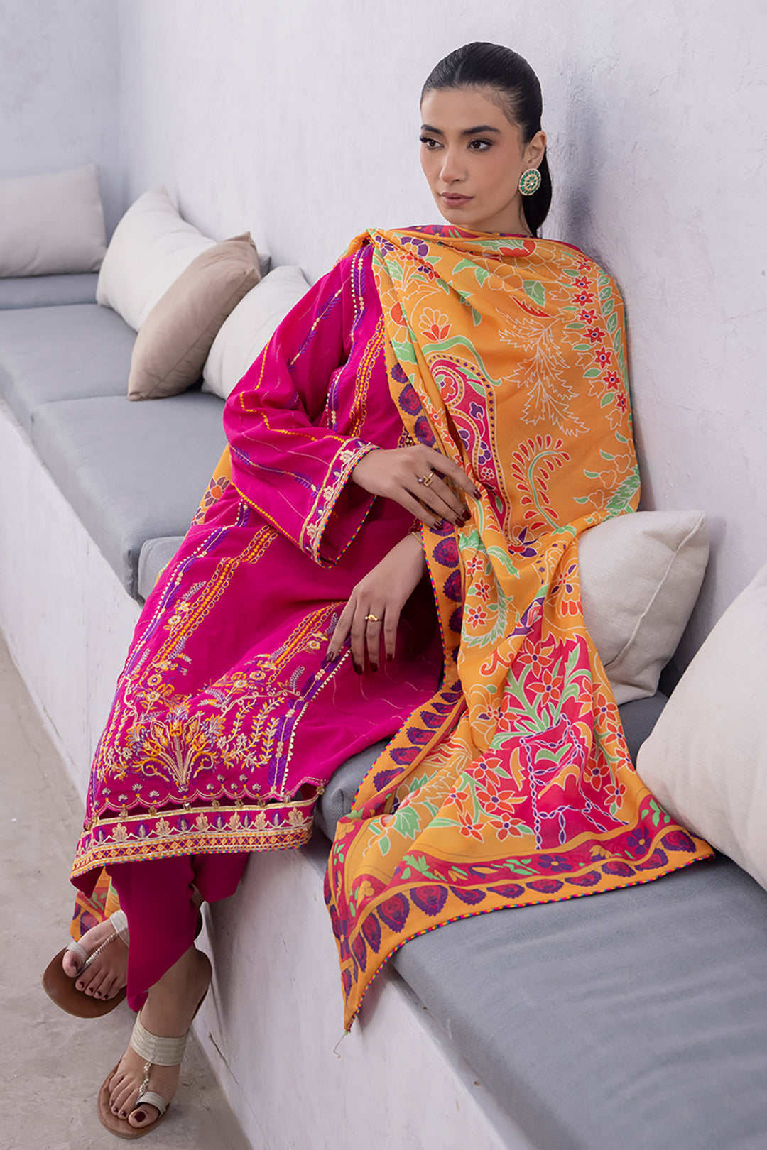 Zellbury | Unstitched 3 Piece Lawn | Embroidered Shirt Shalwar Dupatta - 1125 - by - Libasekhas UK - Registered Vendor of : Zellbury Women - 100% Original Designer Dresss