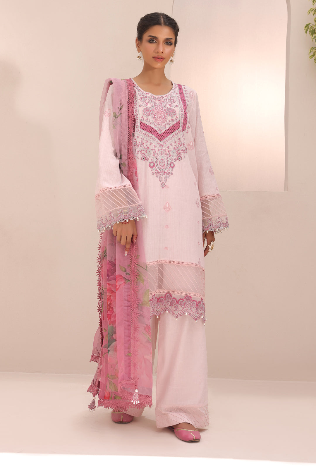 Zellbury | Unstitched 3 Piece Cambric | Embroidered Shirt Shalwar Dupatta - 1543 - by - Libasekhas UK - Registered Vendor of : Zellbury Women - 100% Original Designer Dresss