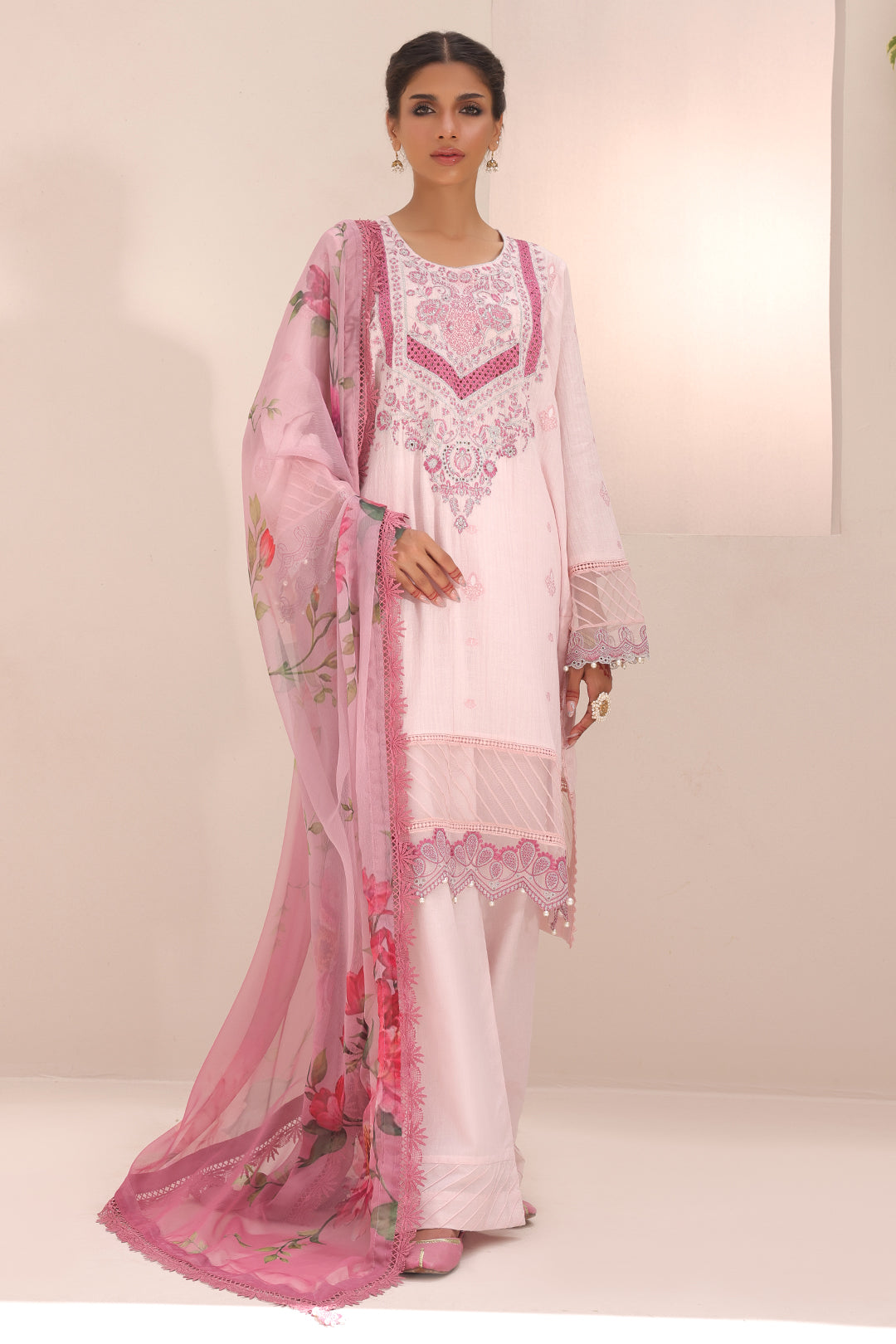 Zellbury | Unstitched 3 Piece Cambric | Embroidered Shirt Shalwar Dupatta - 1543 - by - Libasekhas UK - Registered Vendor of : Zellbury Women - 100% Original Designer Dresss