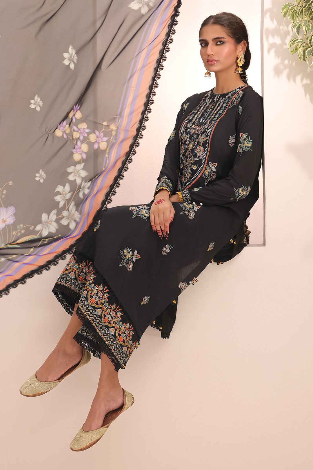 Zellbury | Unstitched 3 Piece Cambric | Embroidered Shirt Shalwar Dupatta - 1547 - by - Libasekhas UK - Registered Vendor of : Zellbury Women - 100% Original Designer Dresss