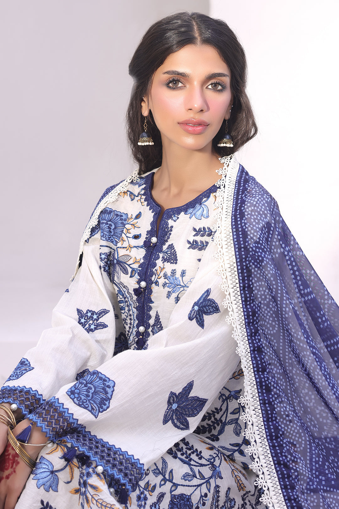 Zellbury | Unstitched 3 Piece Cambric | Embroidered Shirt Shalwar Dupatta - 1554 - by - Libasekhas UK - Registered Vendor of : Zellbury Women - 100% Original Designer Dresss
