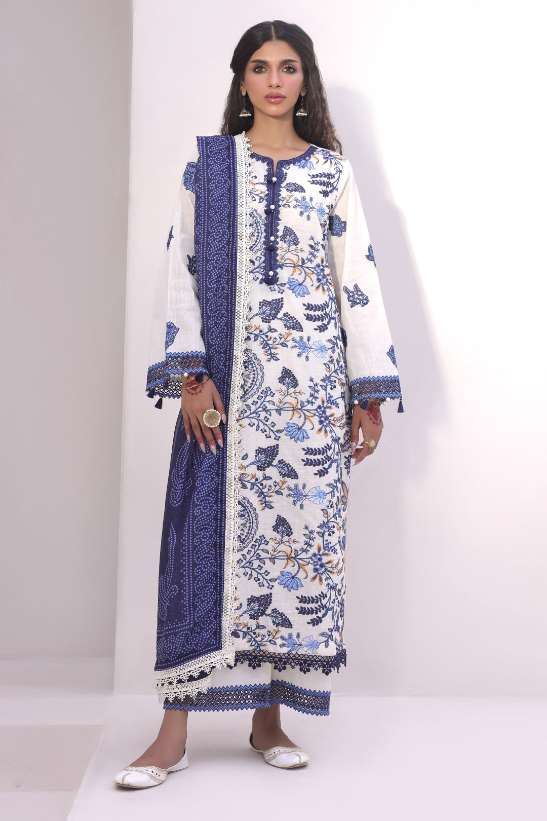 Zellbury | Unstitched 3 Piece Cambric | Embroidered Shirt Shalwar Dupatta - 1554 - by - Libasekhas UK - Registered Vendor of : Zellbury Women - 100% Original Designer Dresss