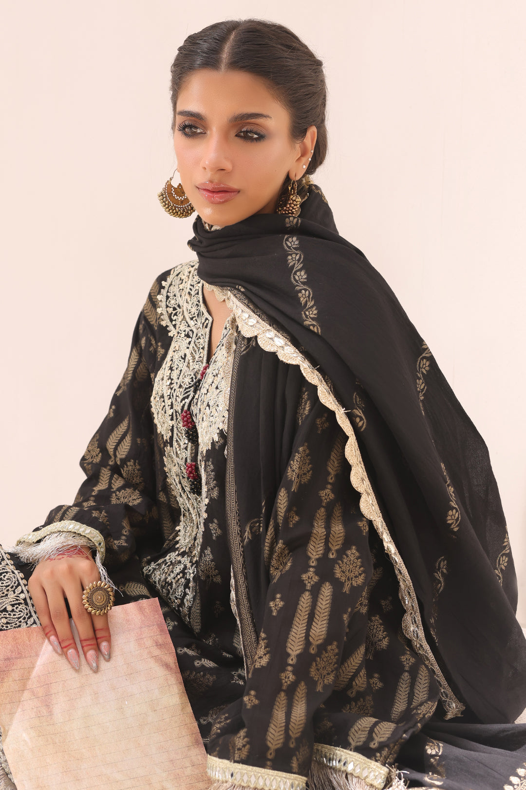 Zellbury | Unstitched 3 Piece Jacquard | Embroidered Shirt Shalwar Dupatta - 1799 - by - Libasekhas UK - Registered Vendor of : Zellbury Women - 100% Original Designer Dresss