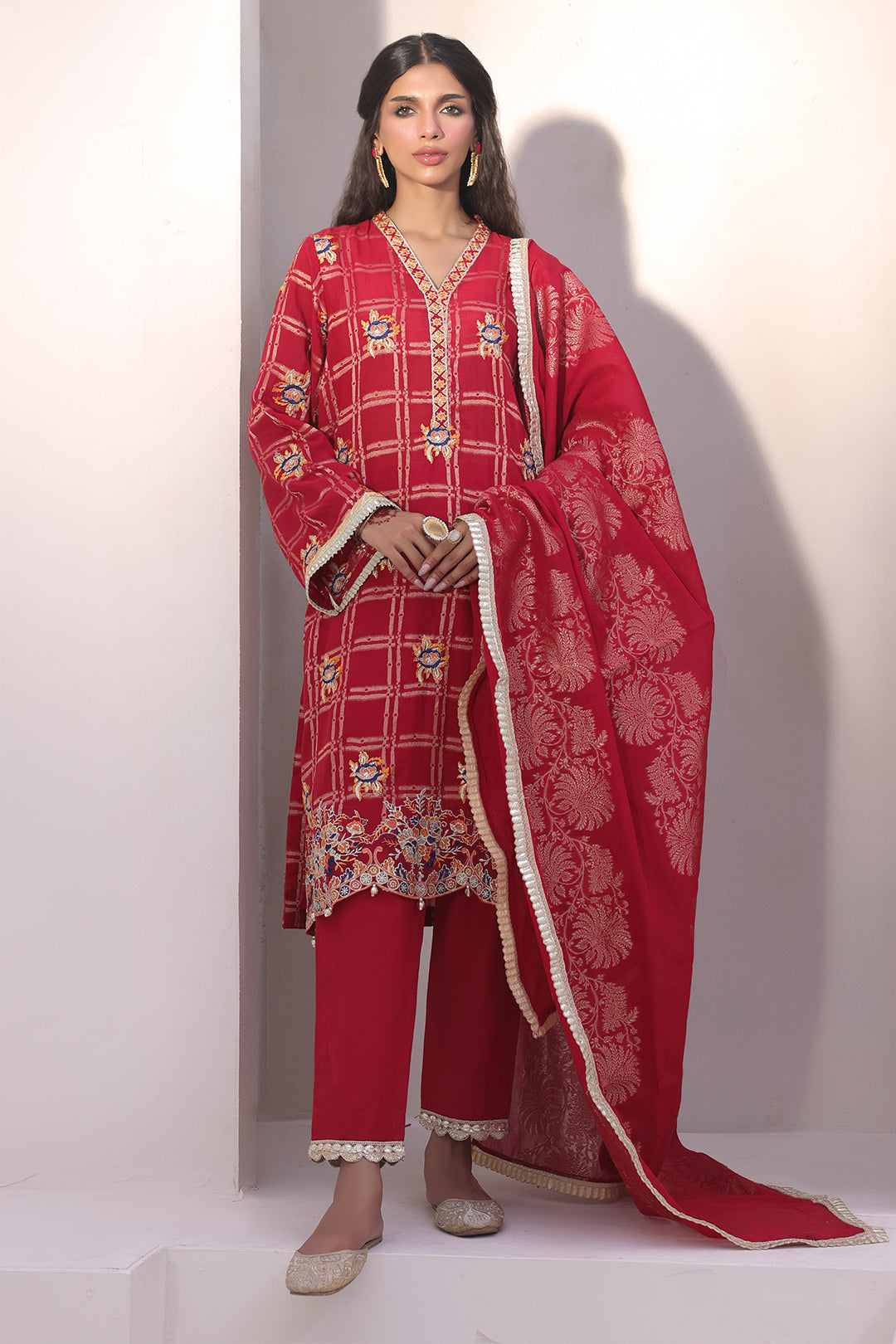 Zellbury | Unstitched 3 Piece Jacquard | Embroidered Shirt Shalwar Dupatta - 1803 - by - Libasekhas UK - Registered Vendor of : Zellbury Women - 100% Original Designer Dresss