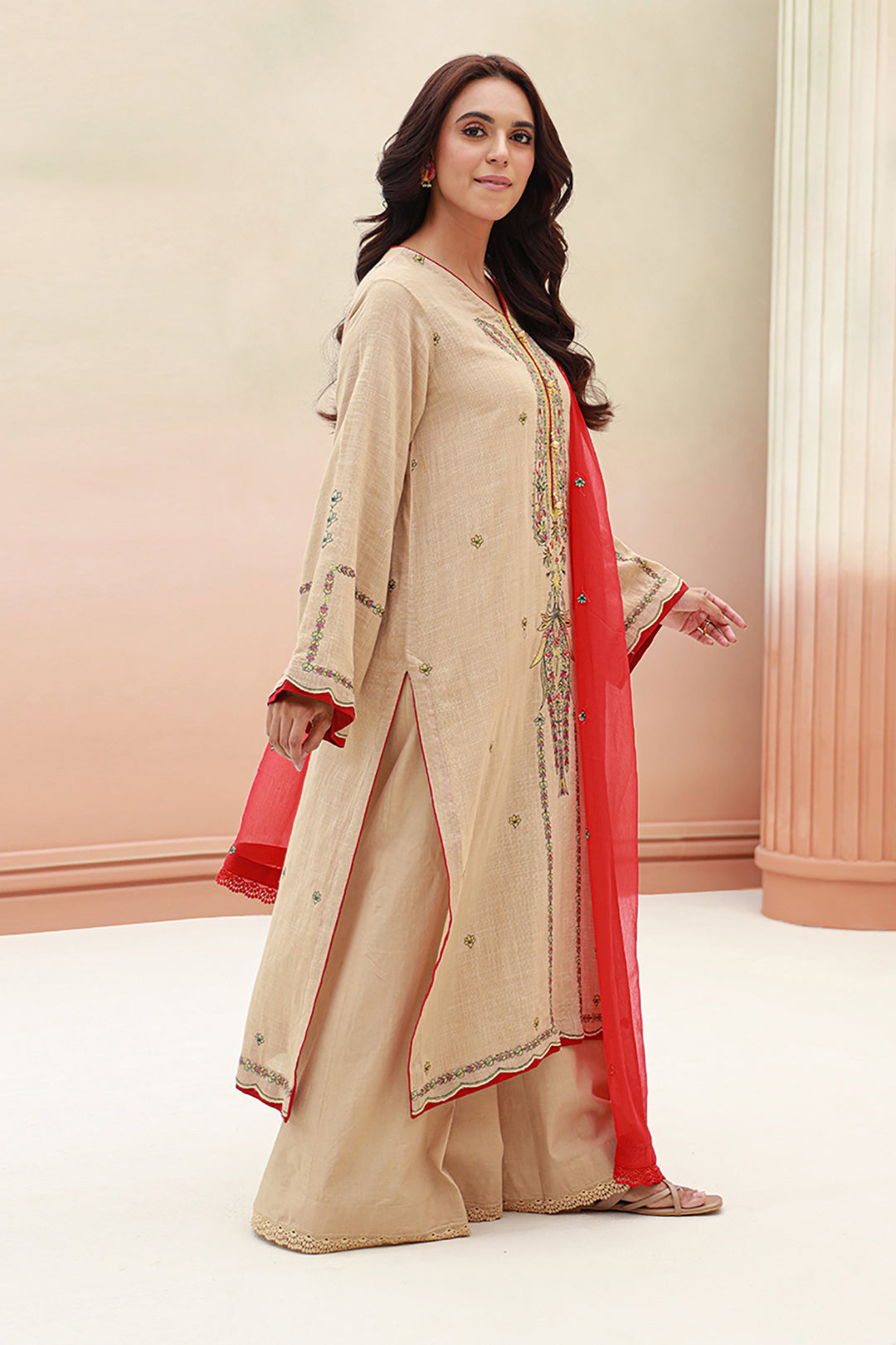 Zellbury | Unstitched 3 Piece Khaddar | Embroidered Shirt Shalwar Dupatta - 0847 - by - Libasekhas UK - Registered Vendor of : Zellbury Women - 100% Original Designer Dresss