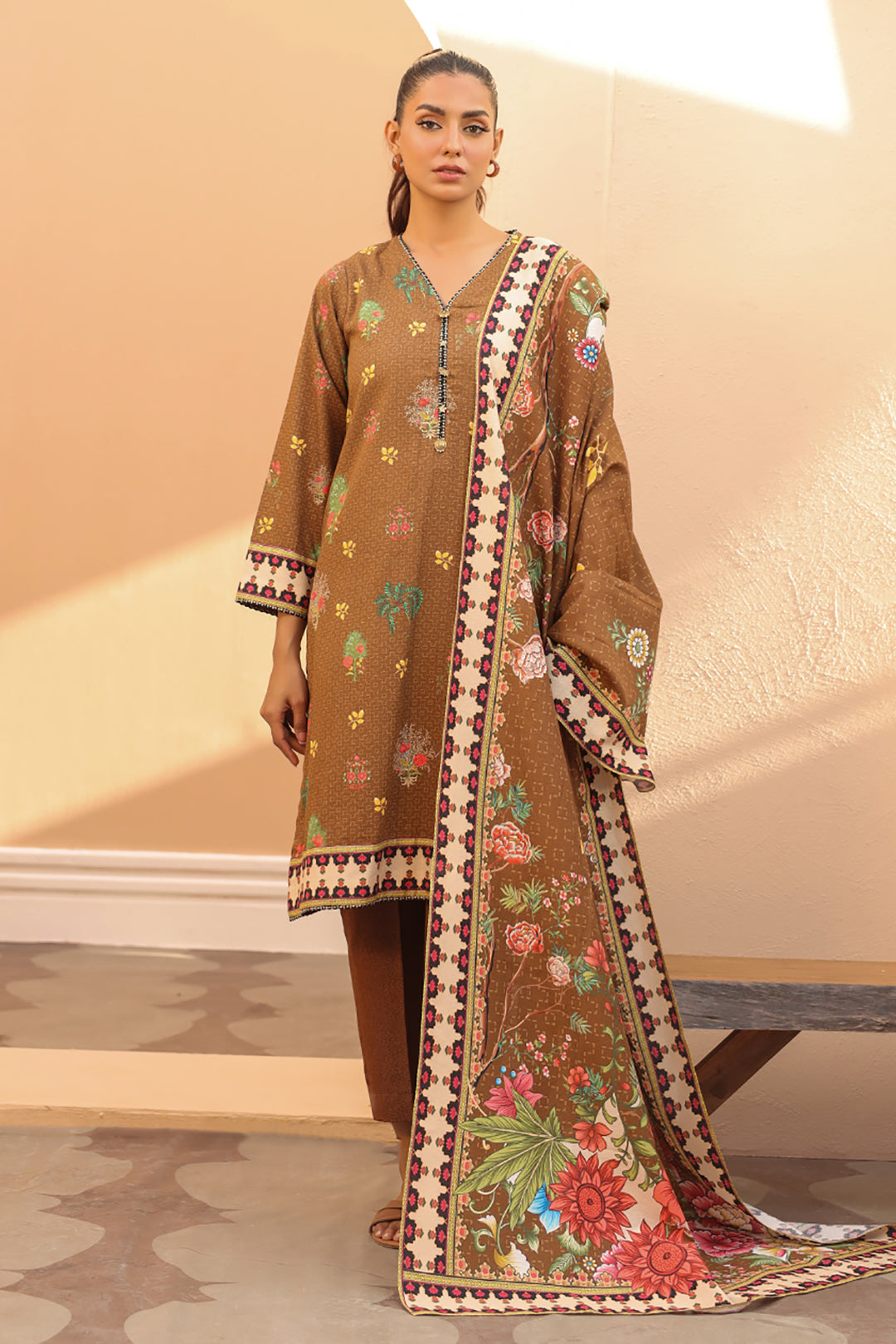 Zellbury | Unstitched 3 Piece Khaddar | Shirt Shalwar Dupatta - 0829 - by - Libasekhas UK - Registered Vendor of : Zellbury Women - 100% Original Designer Dresss