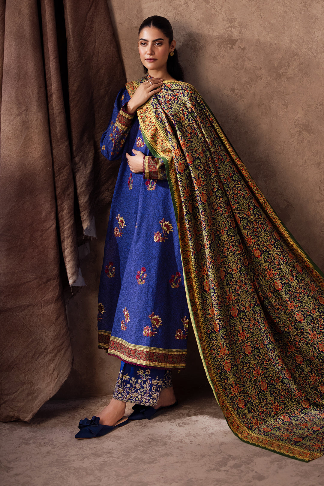 Zellbury | Unstitched 3 Piece Khaddar | Embroidered Shirt Shalwar Dupatta - 0221 - by - Libasekhas UK - Registered Vendor of : Zellbury Women - 100% Original Designer Dresss