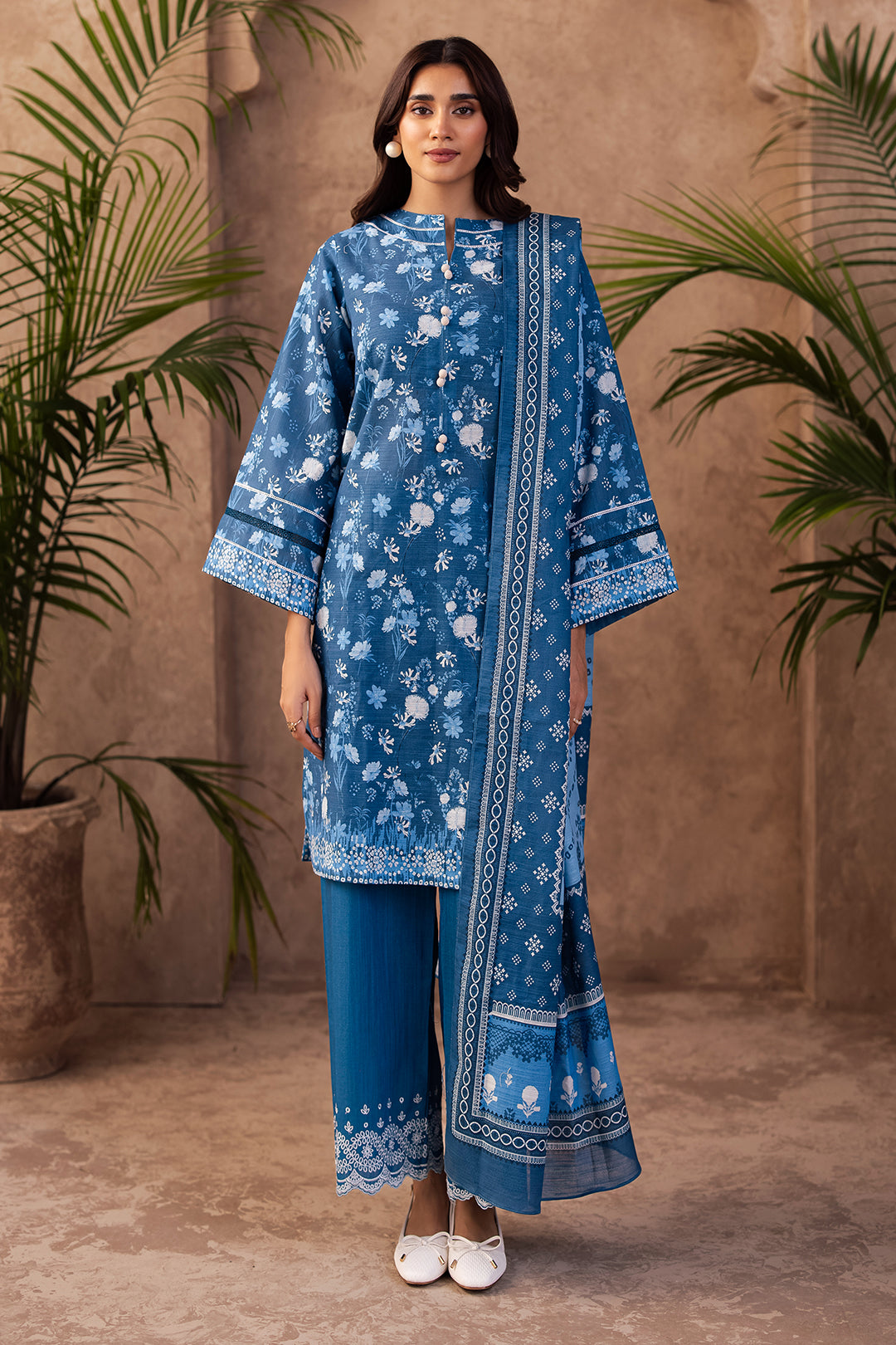 Zellbury | Unstitched 3 Piece Khaddar | Embroidered Shirt Shalwar Dupatta - 0226 - by - Libasekhas UK - Registered Vendor of : Zellbury Women - 100% Original Designer Dresss