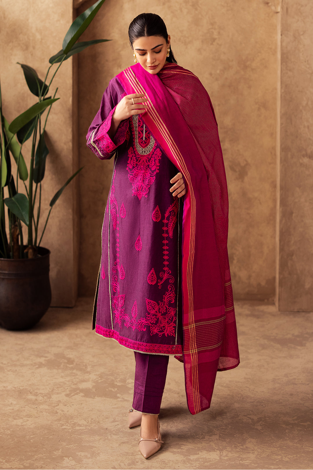 Zellbury | Unstitched 3 Piece Chambray | Embroidered Shirt Shalwar Dupatta - 0230 - by - Libasekhas UK - Registered Vendor of : Zellbury Women - 100% Original Designer Dresss