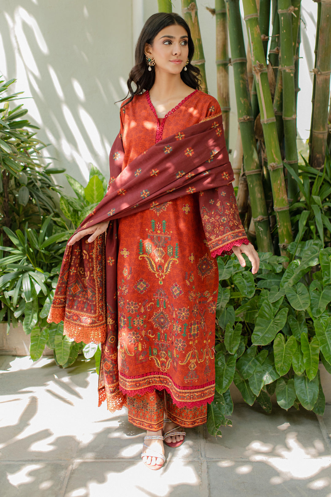 Zellbury | Unstitched 3 Piece Khaddar | Embroidered Shirt Shalwar Dupatta - 0233 - by - Libasekhas UK - Registered Vendor of : Zellbury Women - 100% Original Designer Dresss