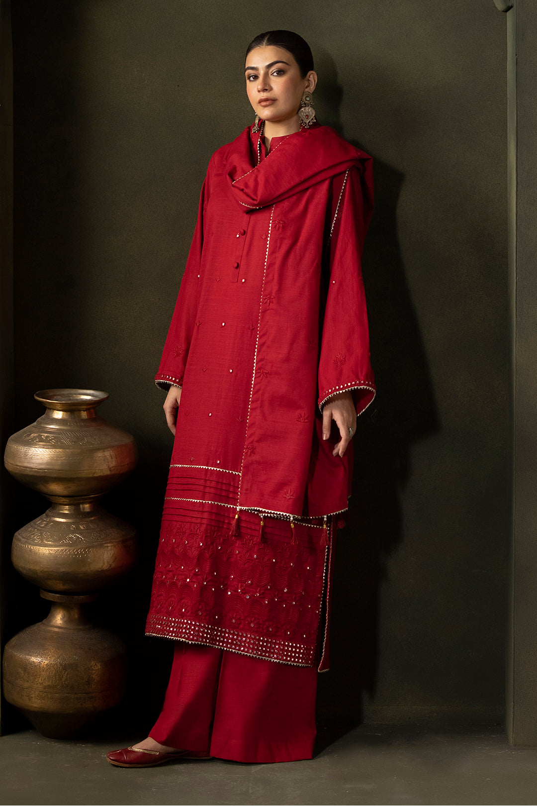 Zellbury | Unstitched 3 Piece Khaddar | Embroidered Shirt Shalwar Dupatta - 0238 - by - Libasekhas UK - Registered Vendor of : Zellbury Women - 100% Original Designer Dresss