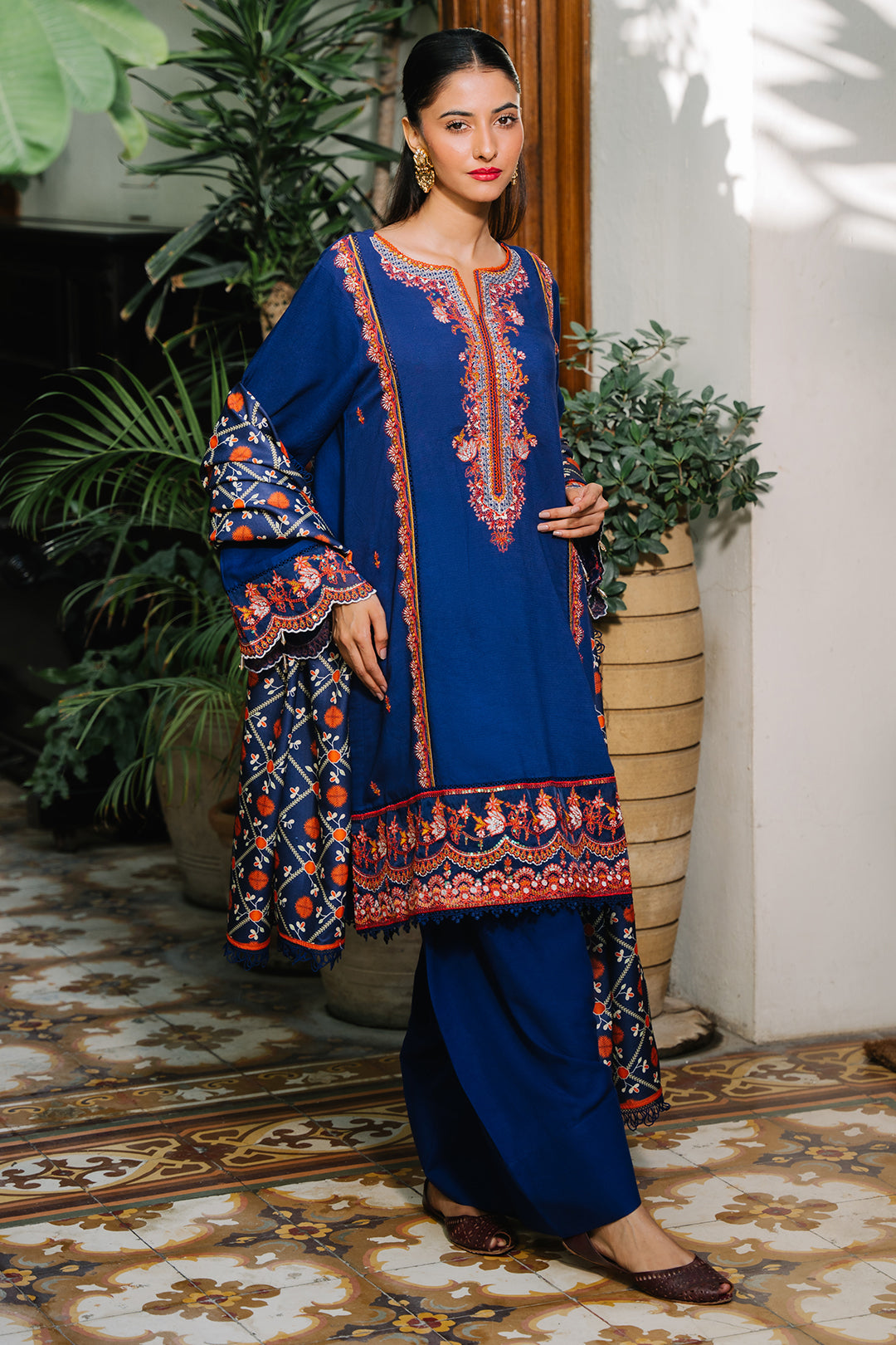 Zellbury | Unstitched 3 Piece Cotail | Embroidered Shirt Shalwar Dupatta - 0245 - by - Libasekhas UK - Registered Vendor of : Zellbury Women - 100% Original Designer Dresss