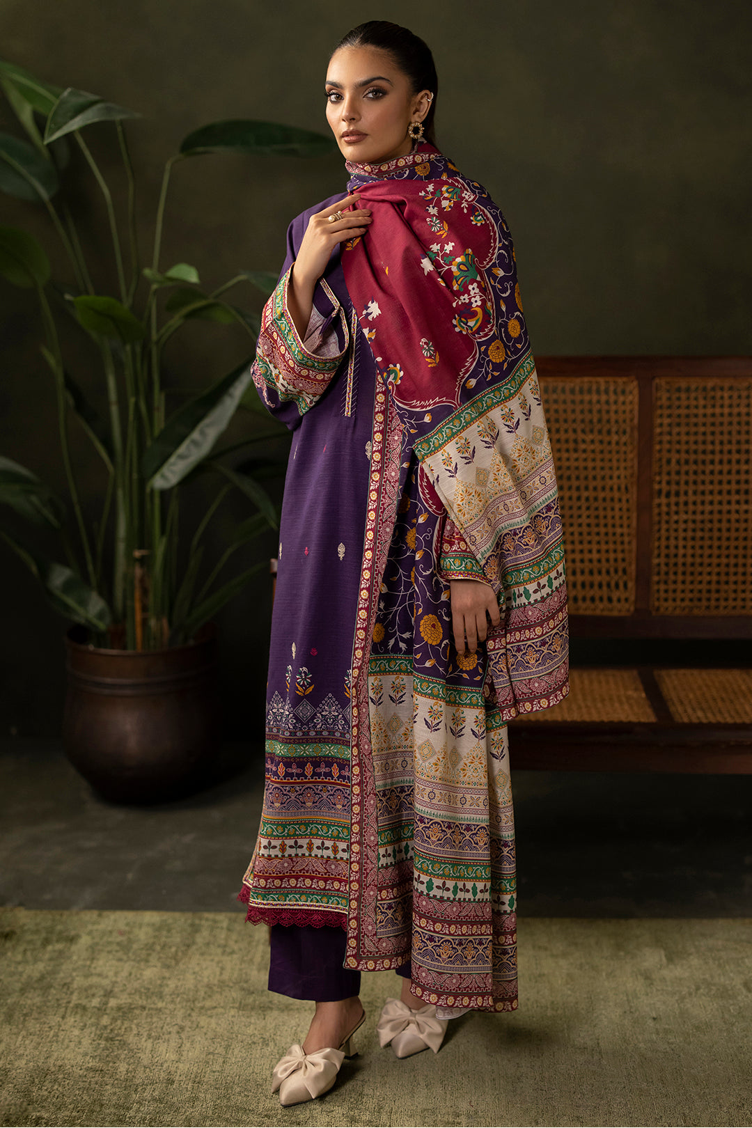 Zellbury | Unstitched 3 Piece Khaddar | Embroidered Shirt Shalwar Dupatta - 0311 - by - Libasekhas UK - Registered Vendor of : Zellbury Women - 100% Original Designer Dresss