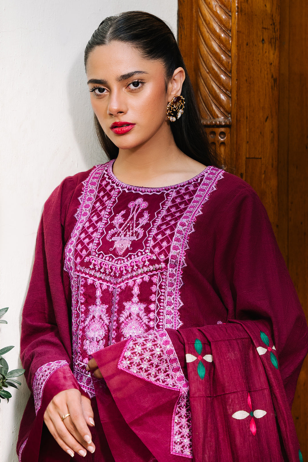 Zellbury | Unstitched 3 Piece Khaddar | Embroidered Shirt Shalwar Dupatta - 0319 - by - Libasekhas UK - Registered Vendor of : Zellbury Women - 100% Original Designer Dresss