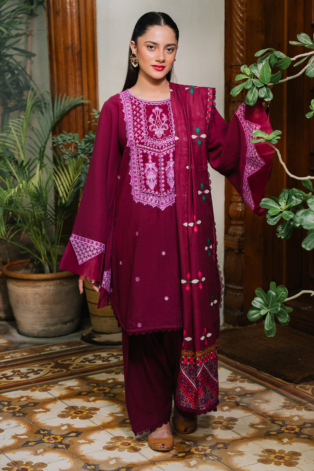 Zellbury | Unstitched 3 Piece Khaddar | Embroidered Shirt Shalwar Dupatta - 0319 - by - Libasekhas UK - Registered Vendor of : Zellbury Women - 100% Original Designer Dresss