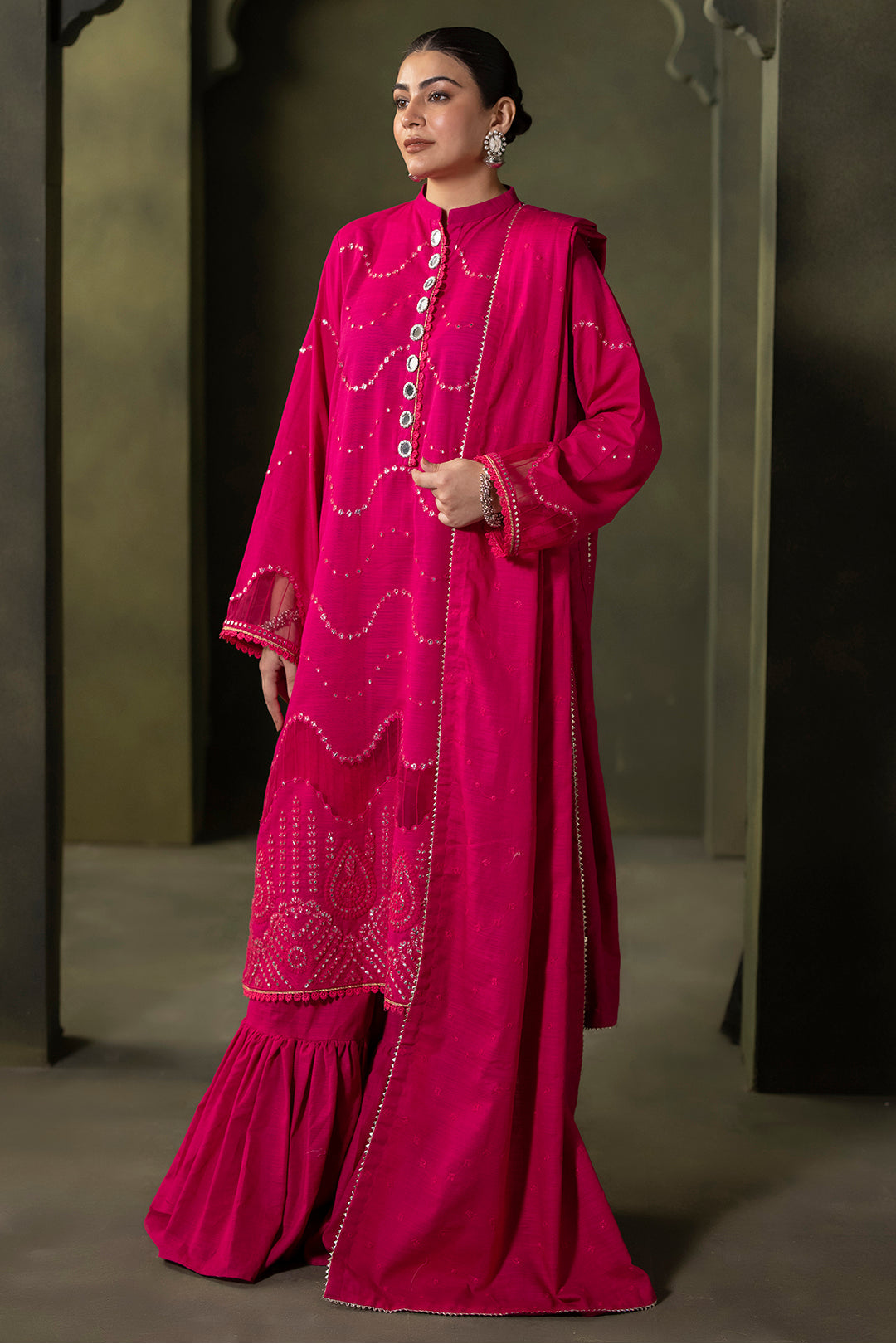 Zellbury | Unstitched 3 Piece Khaddar | Embroidered Shirt Shalwar Dupatta - 0320 - by - Libasekhas UK - Registered Vendor of : Zellbury Women - 100% Original Designer Dresss