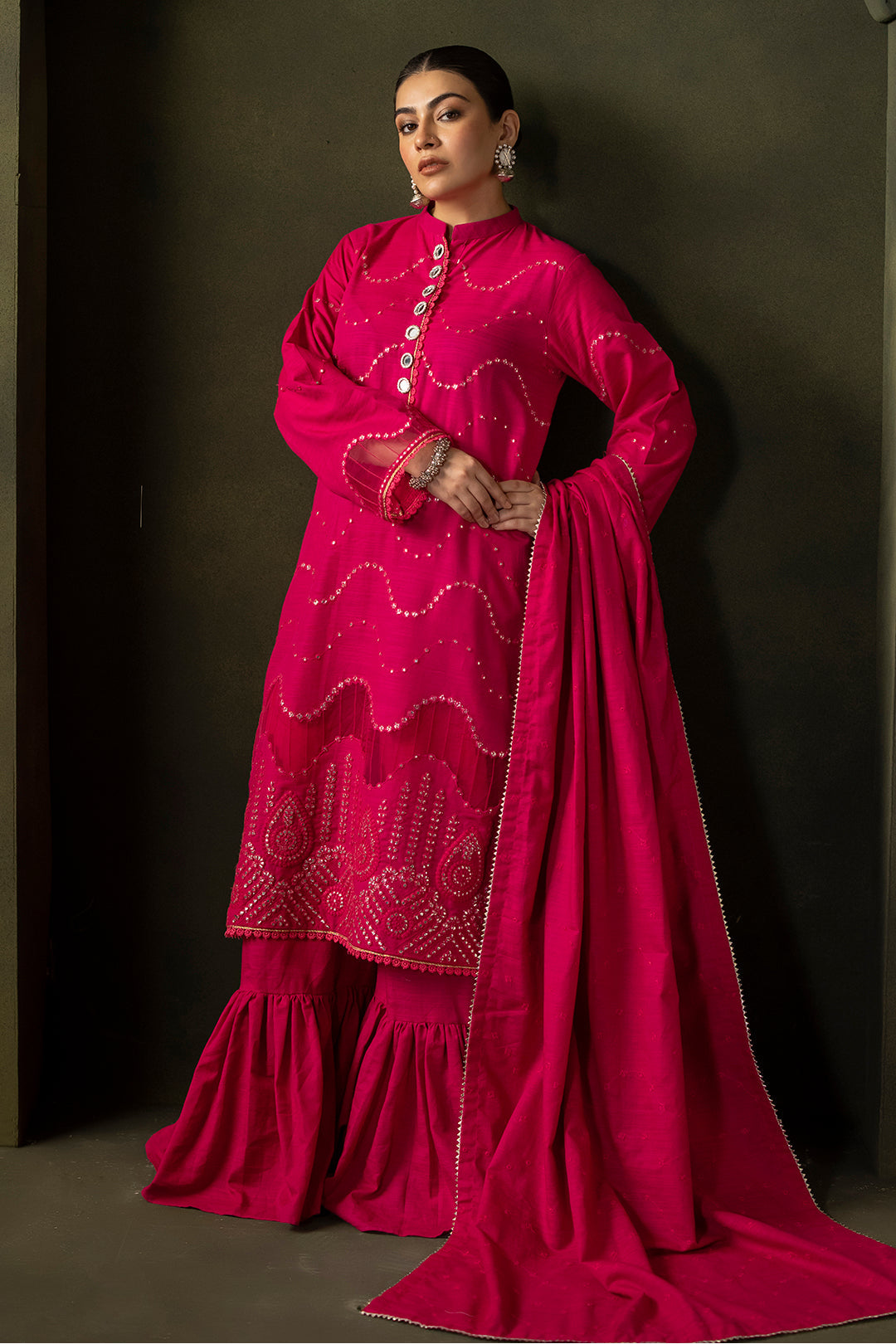 Zellbury | Unstitched 3 Piece Khaddar | Embroidered Shirt Shalwar Dupatta - 0320 - by - Libasekhas UK - Registered Vendor of : Zellbury Women - 100% Original Designer Dresss