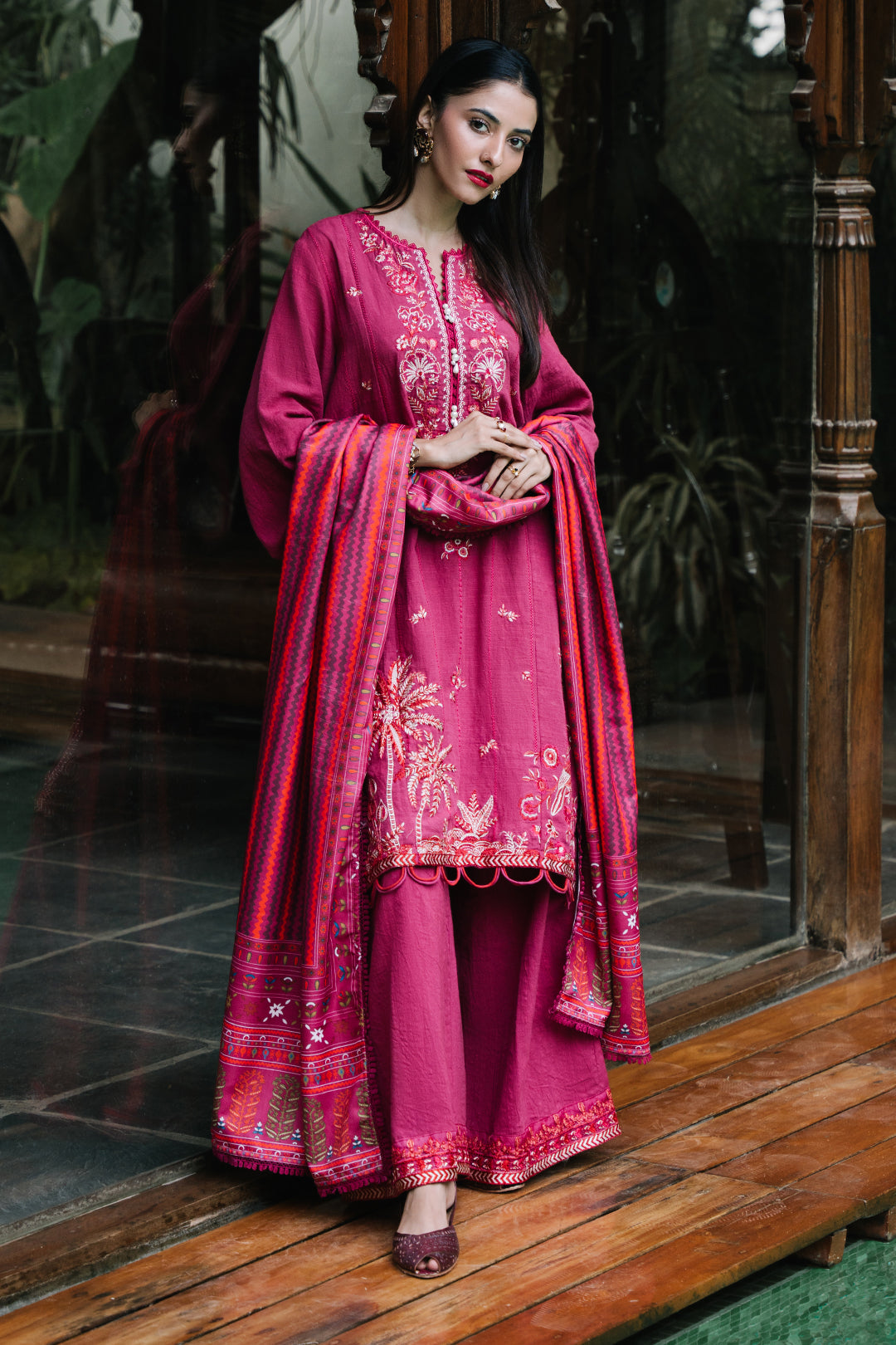 Zellbury | Unstitched 3 Piece Khaddar | Embroidered Shirt Shalwar Dupatta - 0328 - by - Libasekhas UK - Registered Vendor of : Zellbury Women - 100% Original Designer Dresss