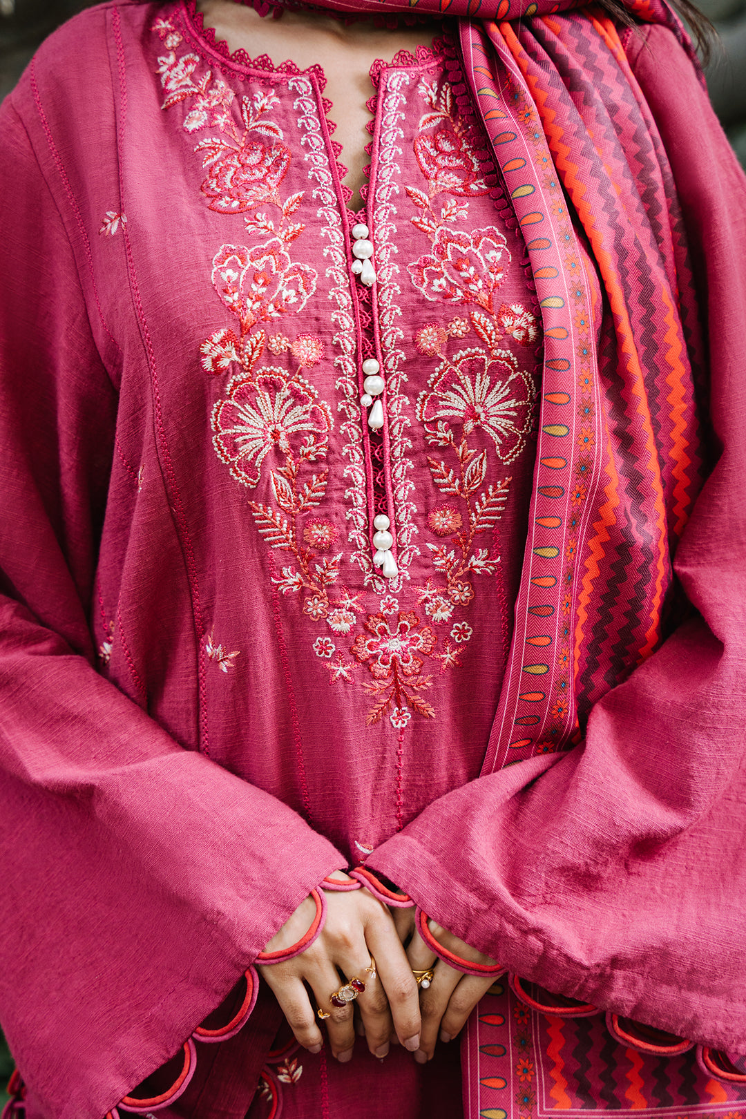 Zellbury | Unstitched 3 Piece Khaddar | Embroidered Shirt Shalwar Dupatta - 0328 - by - Libasekhas UK - Registered Vendor of : Zellbury Women - 100% Original Designer Dresss