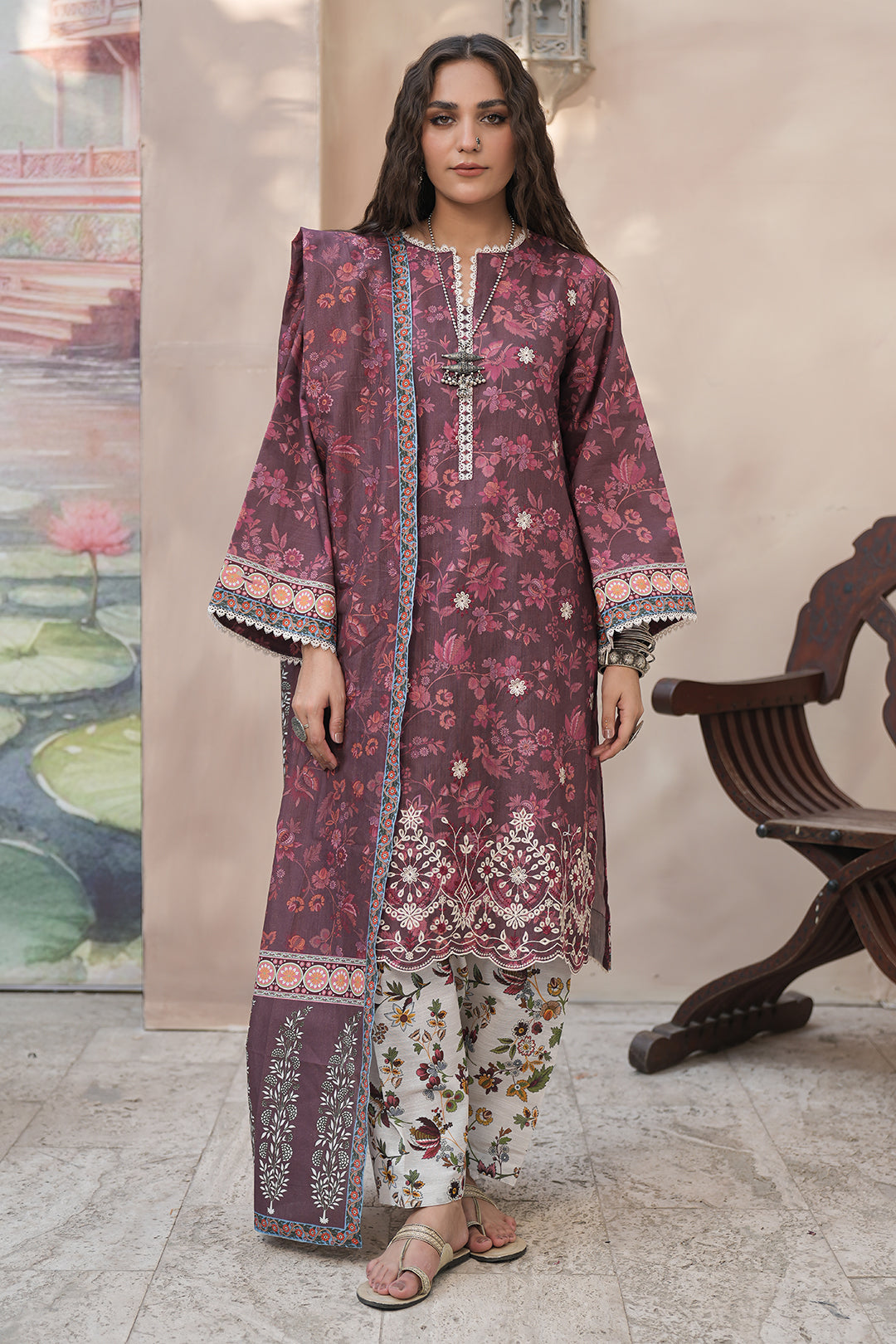 Zellbury | Unstitched 3 Piece Khaddar | Embroidered Shirt Shalwar Dupatta - 0402 - by - Libasekhas UK - Registered Vendor of : Zellbury Women - 100% Original Designer Dresss