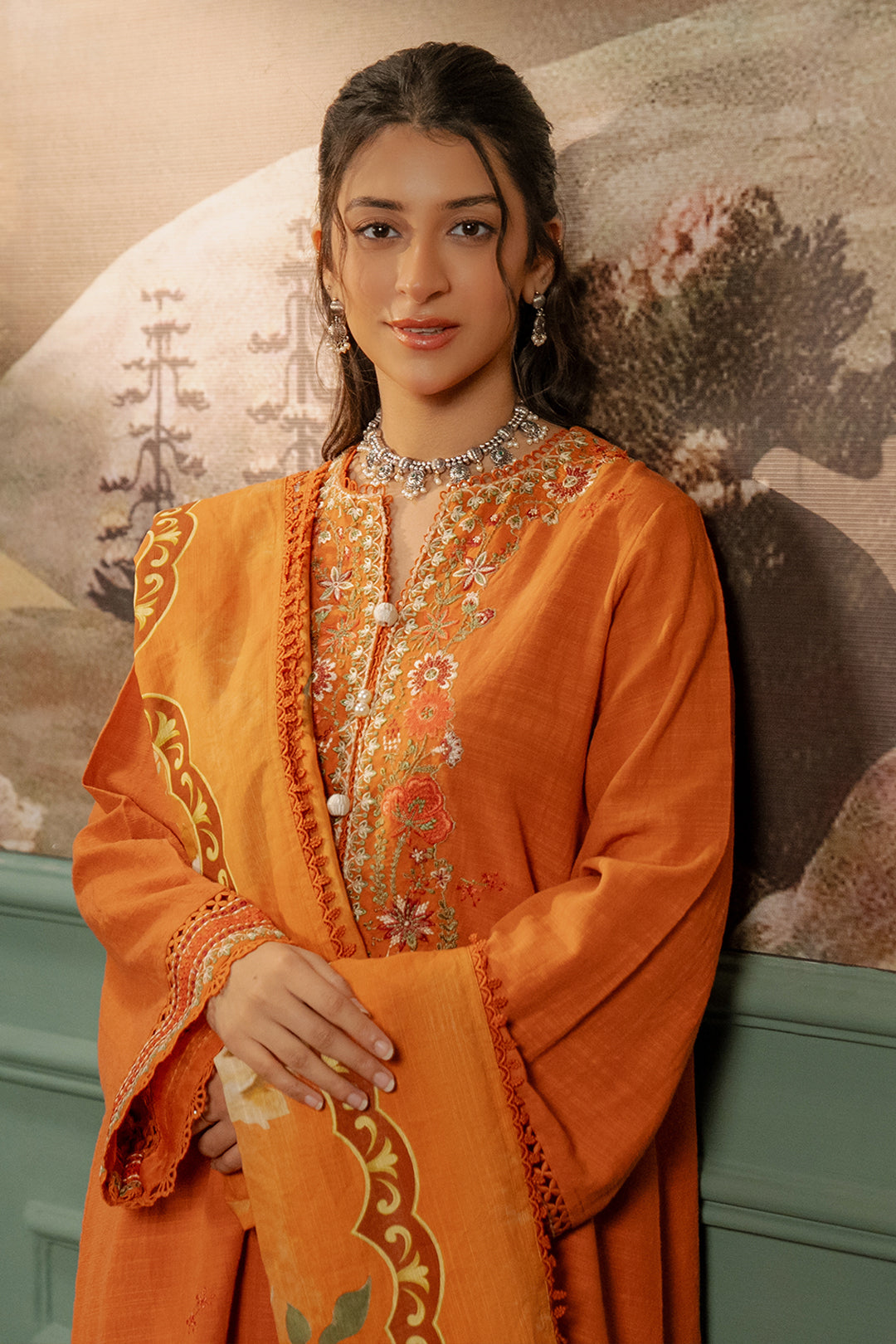 Zellbury | Unstitched 3 Piece Khaddar | Embroidered Shirt Shalwar Dupatta - 0413 - by - Libasekhas UK - Registered Vendor of : Zellbury Women - 100% Original Designer Dresss