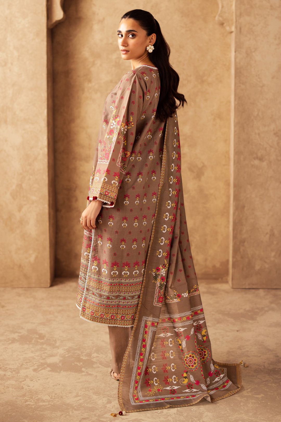 Zellbury | Unstitched 3 Piece Khaddar | Shirt Shalwar Dupatta - 0190 - by - Libasekhas UK - Registered Vendor of : Zellbury Women - 100% Original Designer Dresss