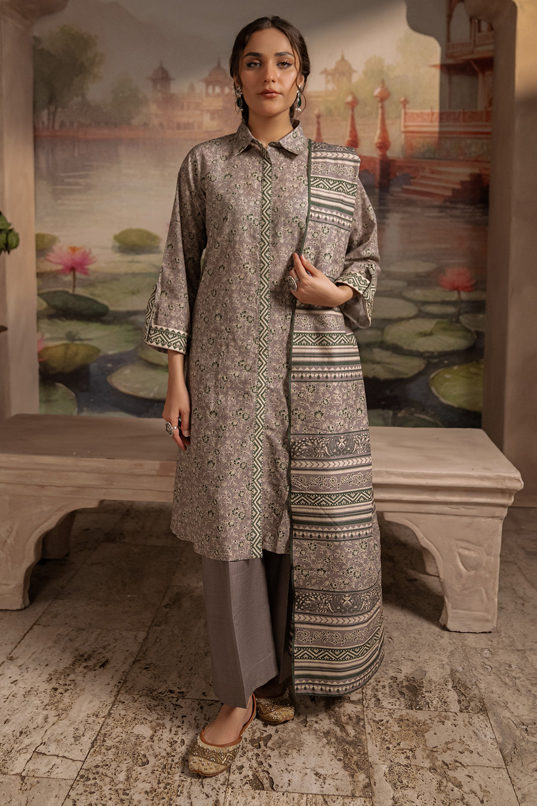 Zellbury | Unstitched 3 Piece Karandi | Shirt Shalwar Dupatta - 0457 - by - Libasekhas UK - Registered Vendor of : Zellbury Women - 100% Original Designer Dresss