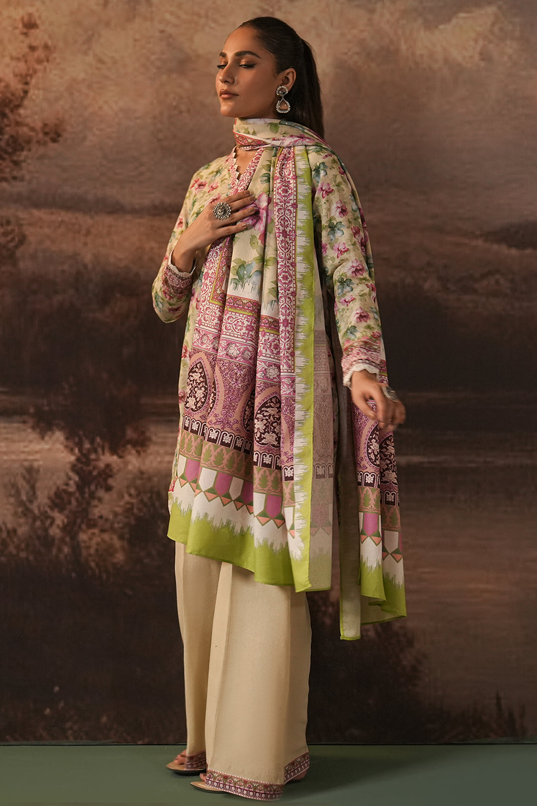 Zellbury | Unstitched 3 Piece Karandi | Shirt Shalwar Dupatta - 0458 - by - Libasekhas UK - Registered Vendor of : Zellbury Women - 100% Original Designer Dresss