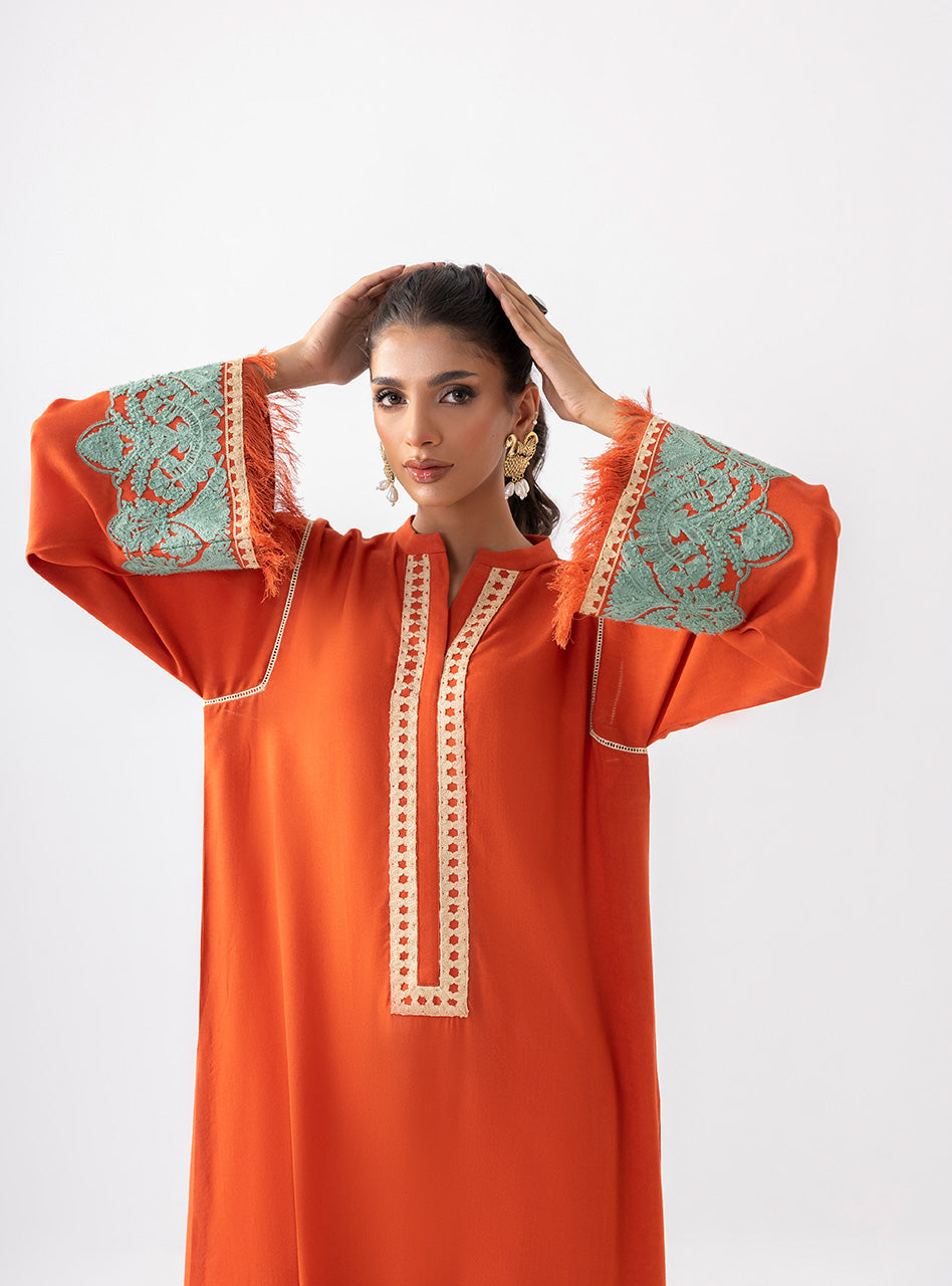 Zainab Chottani | Aara Casual Pret | Pumpkin Opal - by - Libasekhas UK - Registered Vendor of : Zainab Chottani - 100% Original Designer Dresss