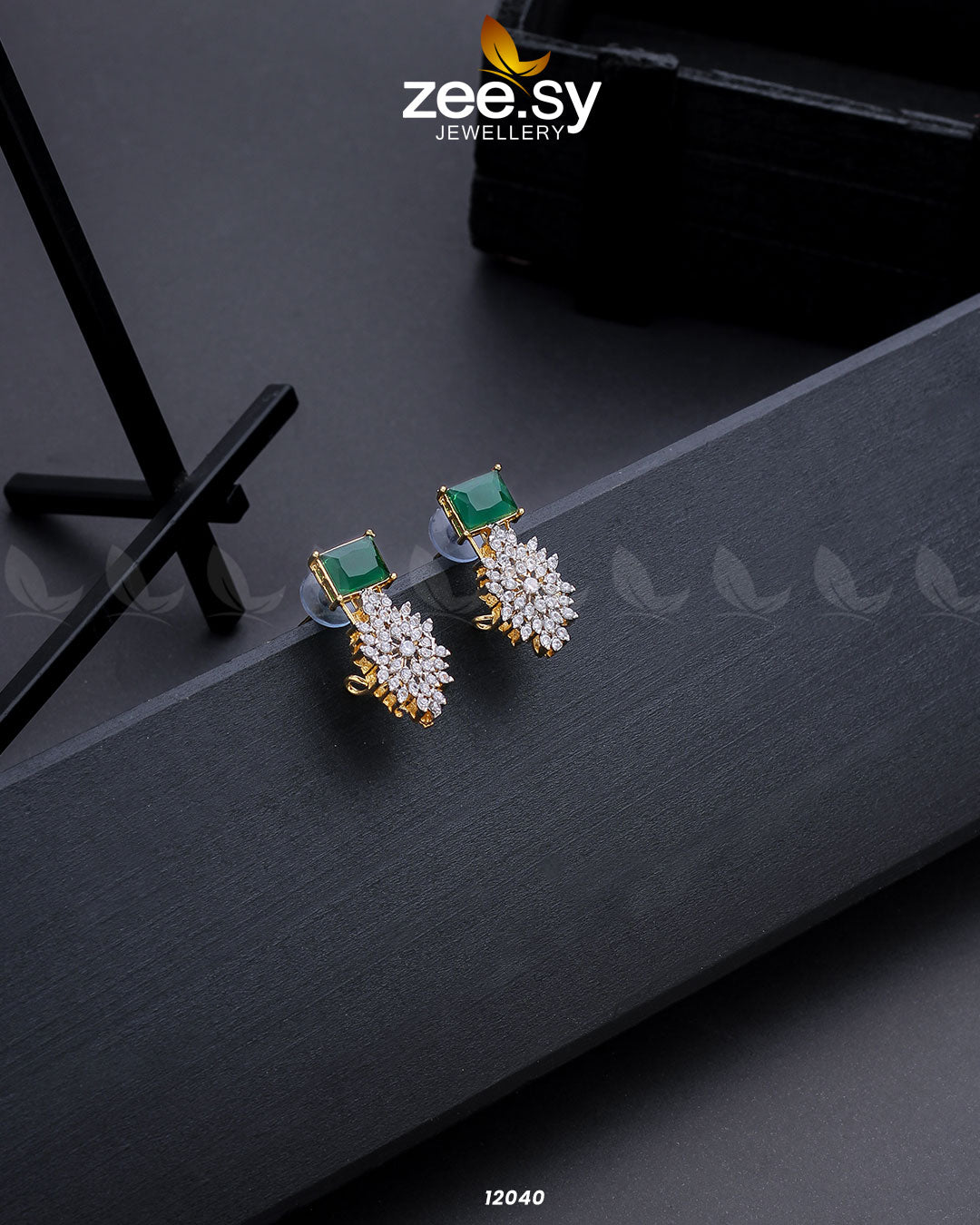 Zircon Cluster Earrings - by - Libasekhas UK - Registered Vendor of : Zeesy - 100% Original Designer Dresss