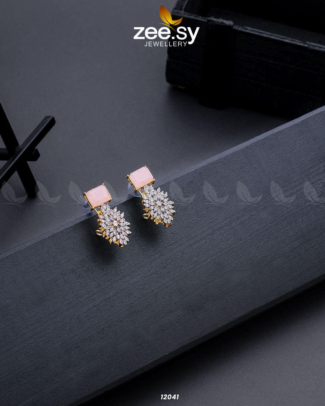 Zircon Cluster Earrings - by - Libasekhas UK - Registered Vendor of : Zeesy - 100% Original Designer Dresss