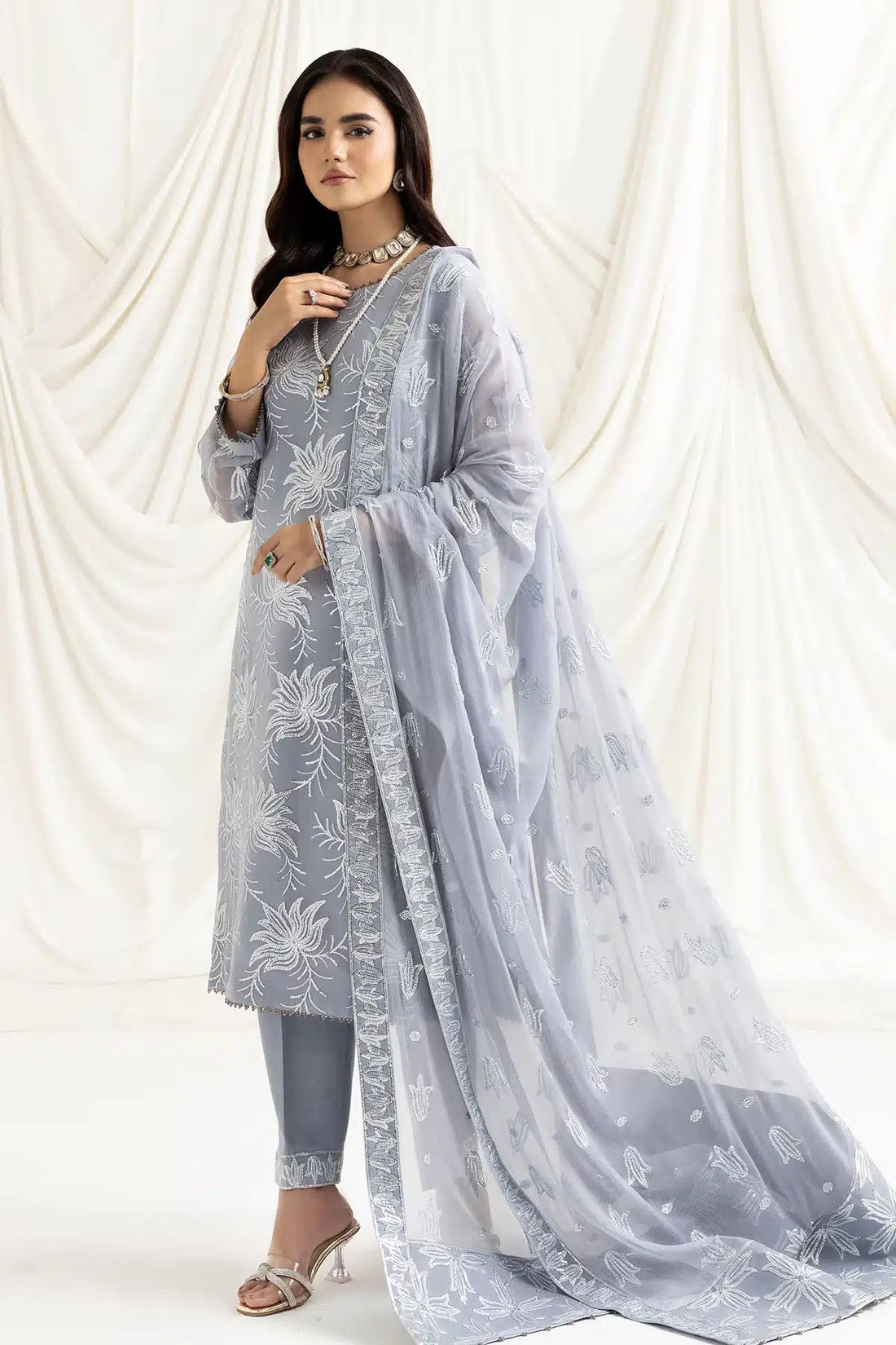 Alizeh | Dua Formals 23 | DUA-V02D05B-ELNAZ(GREY) - by - Libasekhas UK - Registered Vendor of : Alizeh - 100% Original Designer Dresss