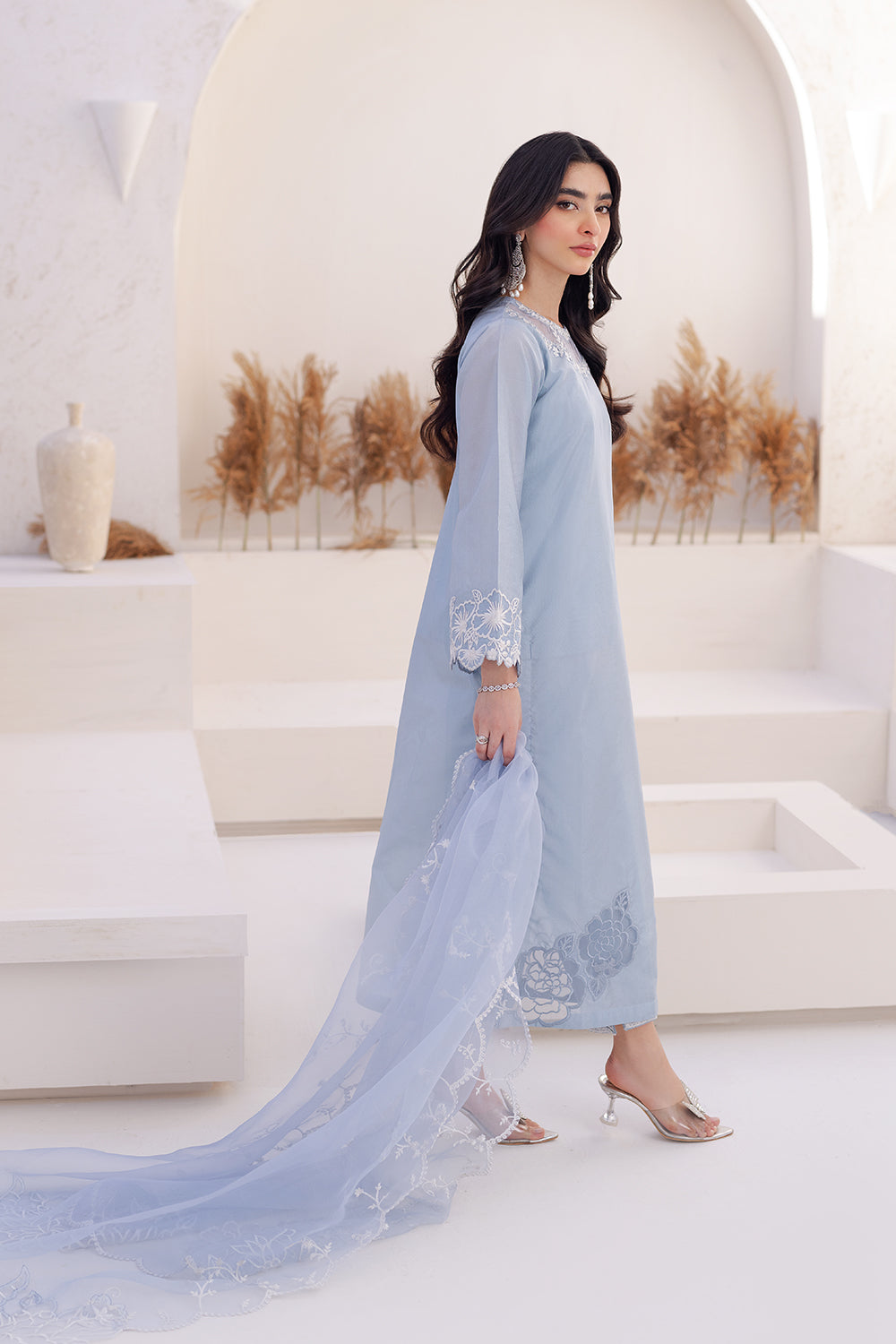 Azure | Ensembles Embroidered Formals | Ashen Grace - by - Libasekhas UK - Registered Vendor of : Azure - 100% Original Designer Dresss