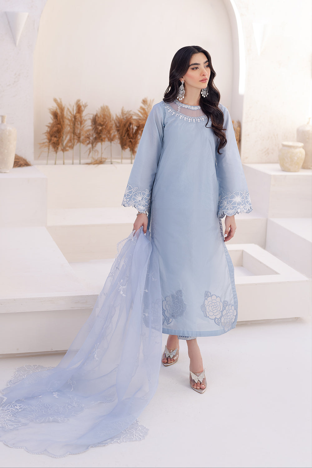 Azure | Ensembles Embroidered Formals | Ashen Grace - by - Libasekhas UK - Registered Vendor of : Azure - 100% Original Designer Dresss
