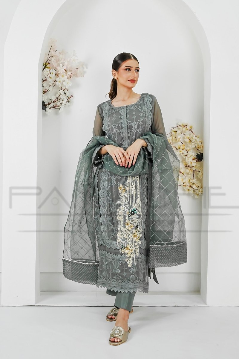 Panache | Pret | Charcoal Charm - by - Libasekhas UK - Registered Vendor of : Panache By Mona - 100% Original Designer Dresss
