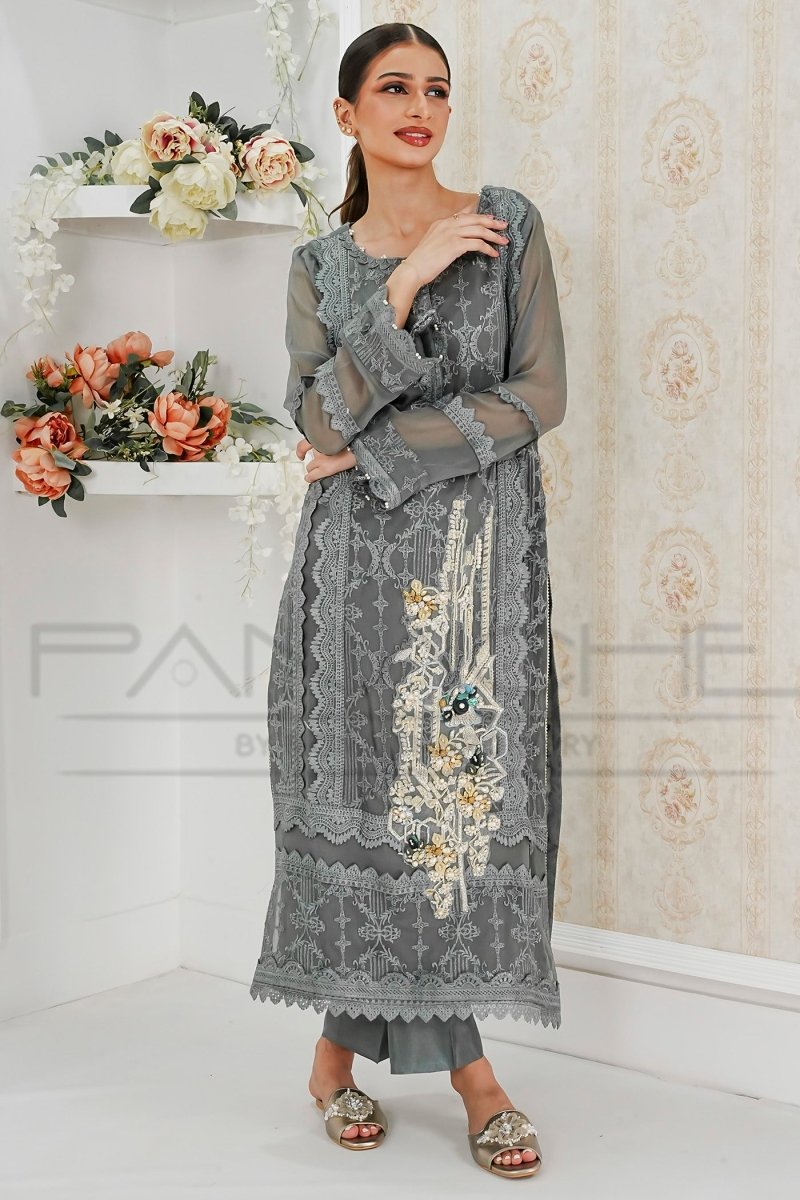 Panache | Pret | Charcoal Charm - by - Libasekhas UK - Registered Vendor of : Panache By Mona - 100% Original Designer Dresss