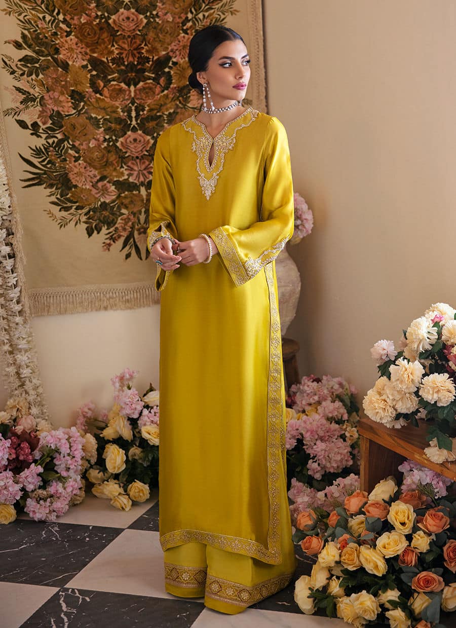Farah Talib Aziz | Mayna Festive Luxe | Veesta Lime - by - Libasekhas UK - Registered Vendor of : Farah Talib Aziz - 100% Original Designer Dresss