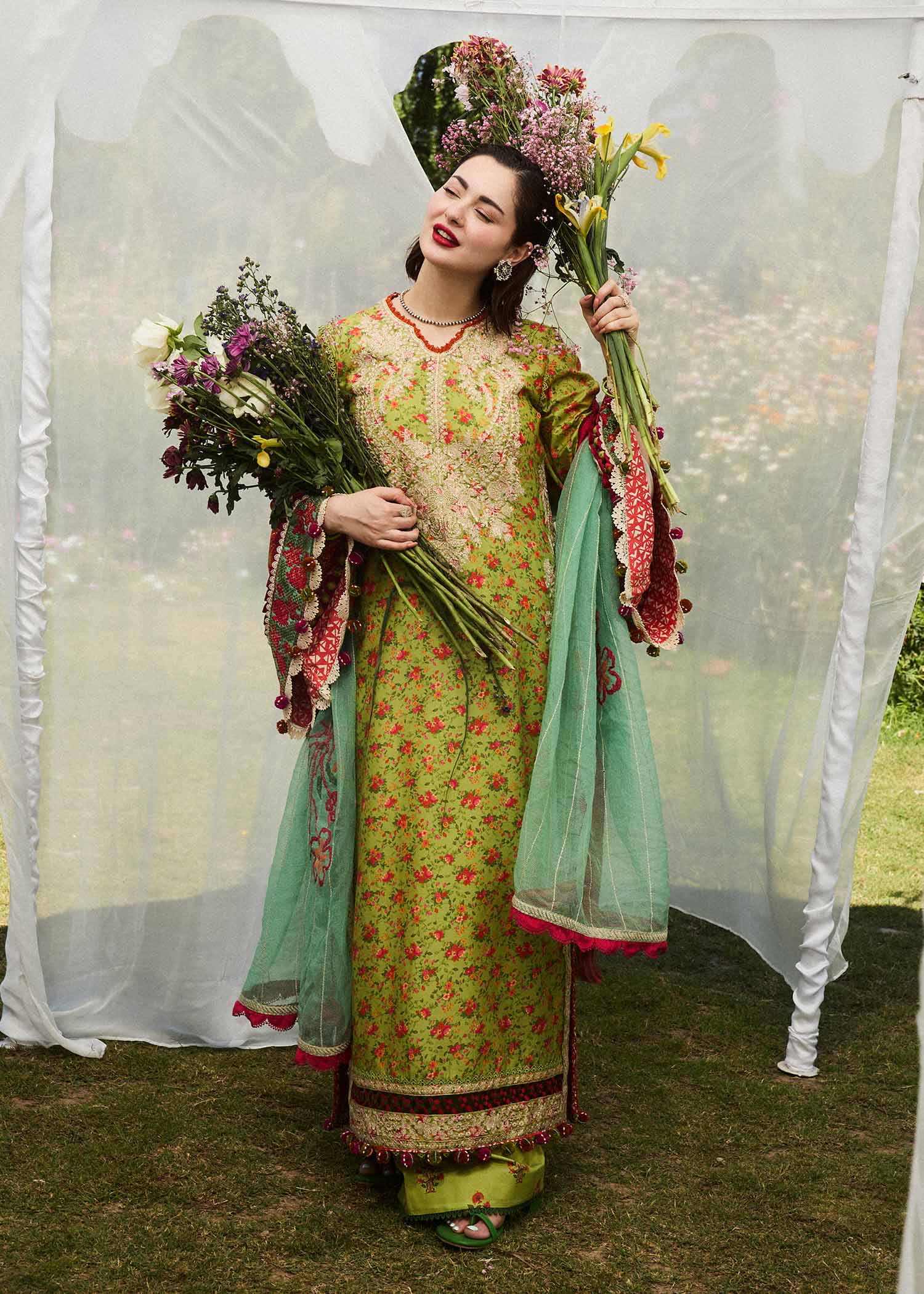 green emerald velvet dress Pietas  HussainRehar
