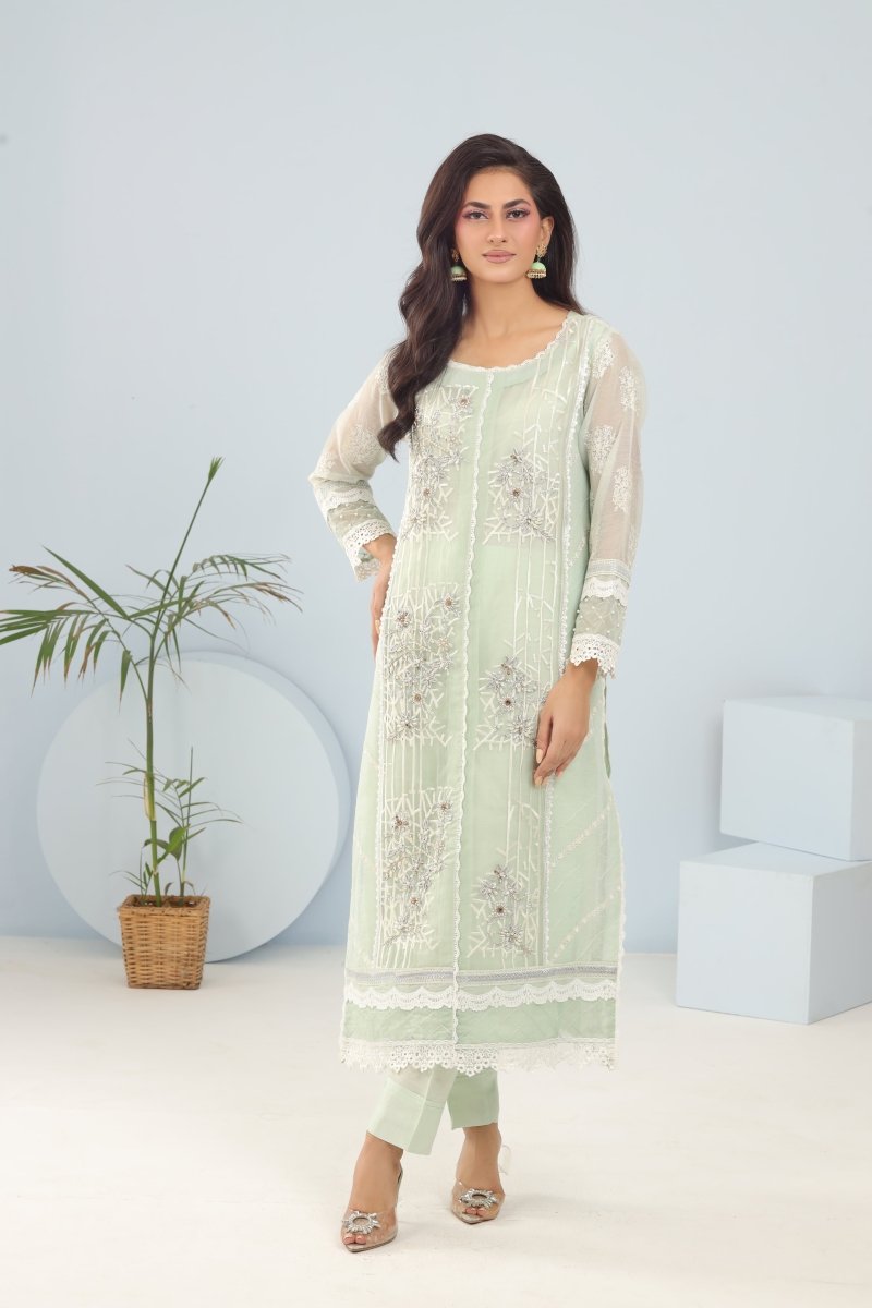 Panache | Pret | Mint Meadow - by - Libasekhas UK - Registered Vendor of : Panache By Mona - 100% Original Designer Dresss
