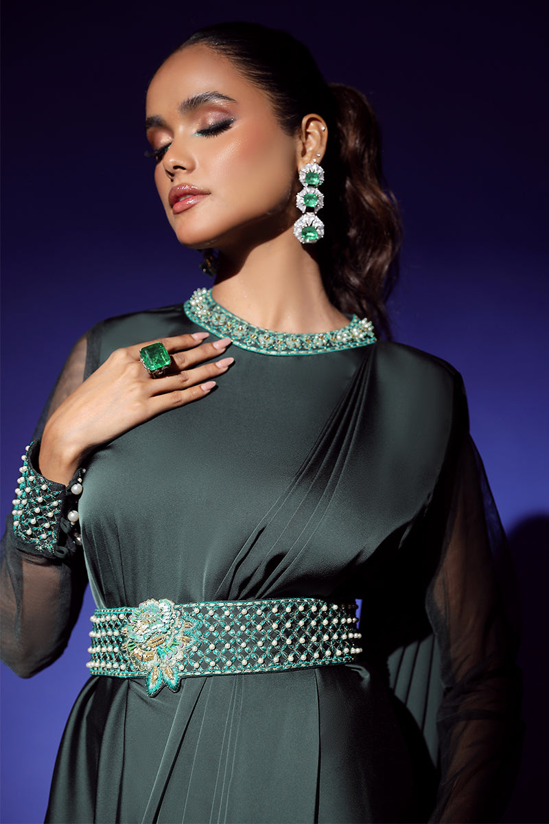 Wardha Saleem | Luxury Pret Fusion Wear | ZEPHYR SAREE DRAPE WITH BELT (2PC) - by - Libasekhas UK - Registered Vendor of : Wardha Saleem - 100% Original Designer Dresss