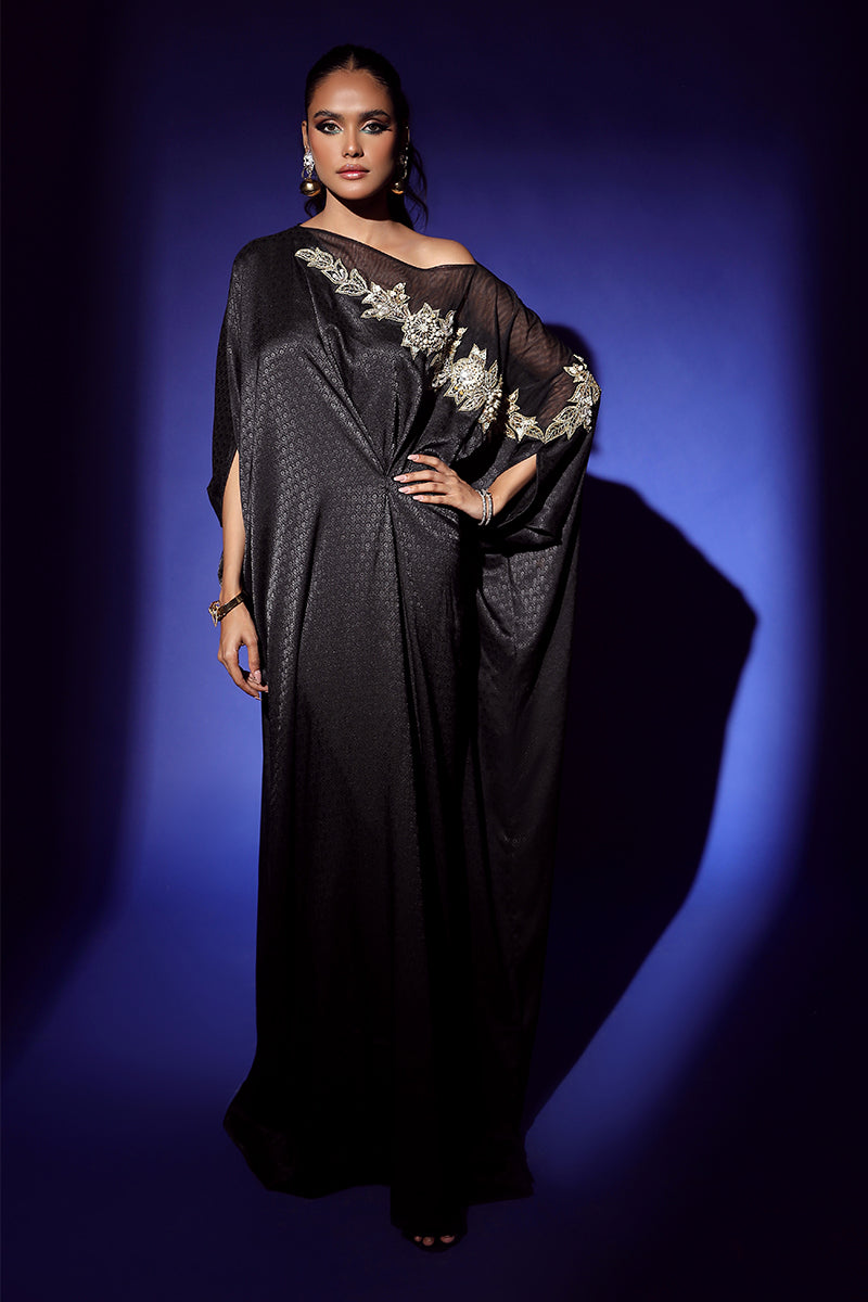 Wardha Saleem | Luxury Pret Fusion Wear | RAVEN DRAPE (1PC) - by - Libasekhas UK - Registered Vendor of : Wardha Saleem - 100% Original Designer Dresss