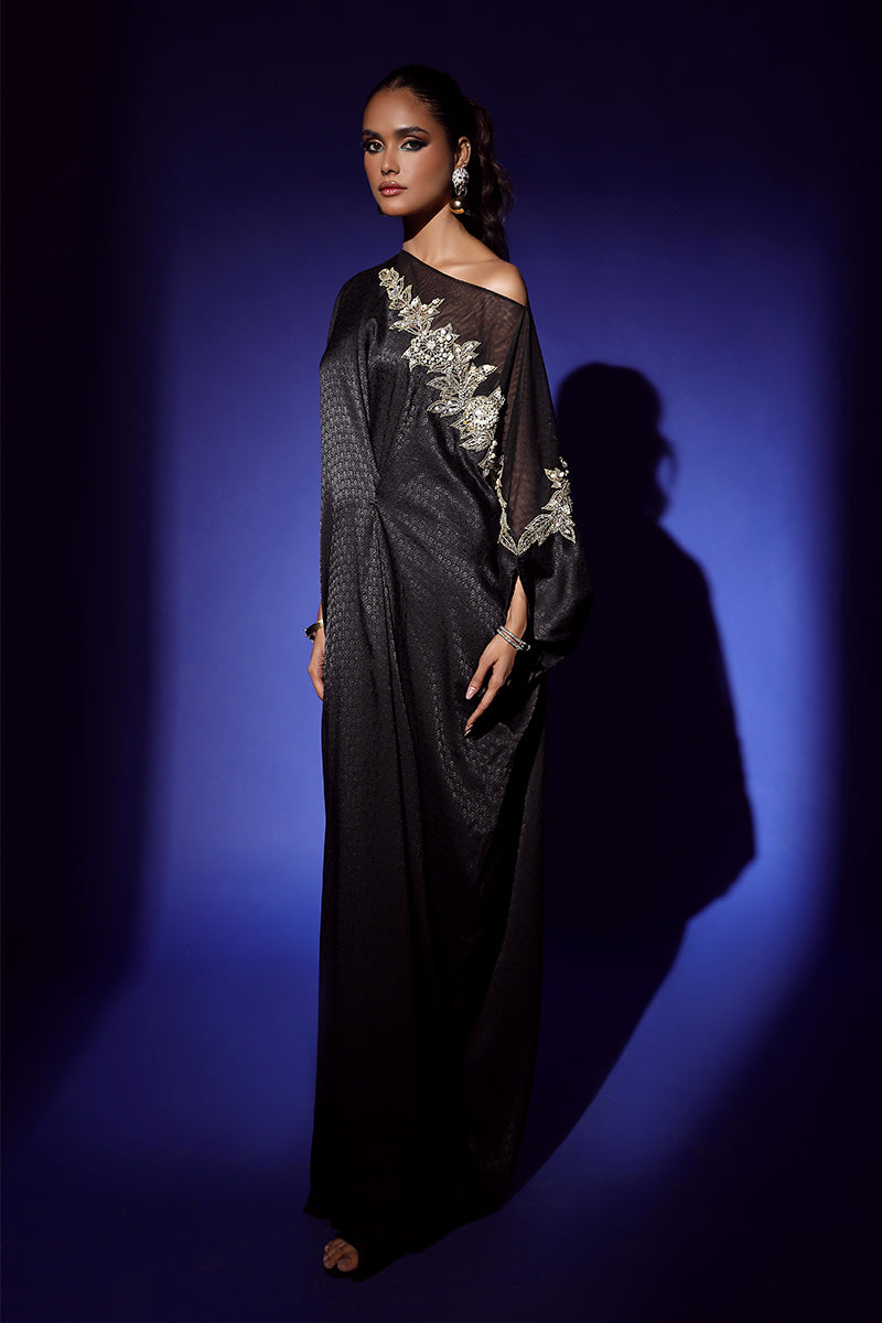 Wardha Saleem | Luxury Pret Fusion Wear | RAVEN DRAPE (1PC) - by - Libasekhas UK - Registered Vendor of : Wardha Saleem - 100% Original Designer Dresss
