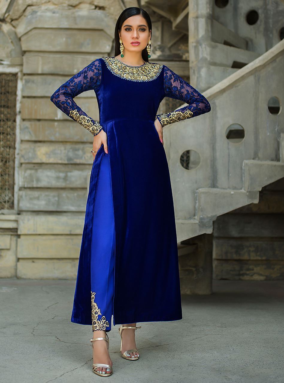 Zainab Chottani | Semi Formals | VIVA LA COBALT - by - Libasekhas UK - Registered Vendor of : Zainab Chottani - 100% Original Designer Dresss
