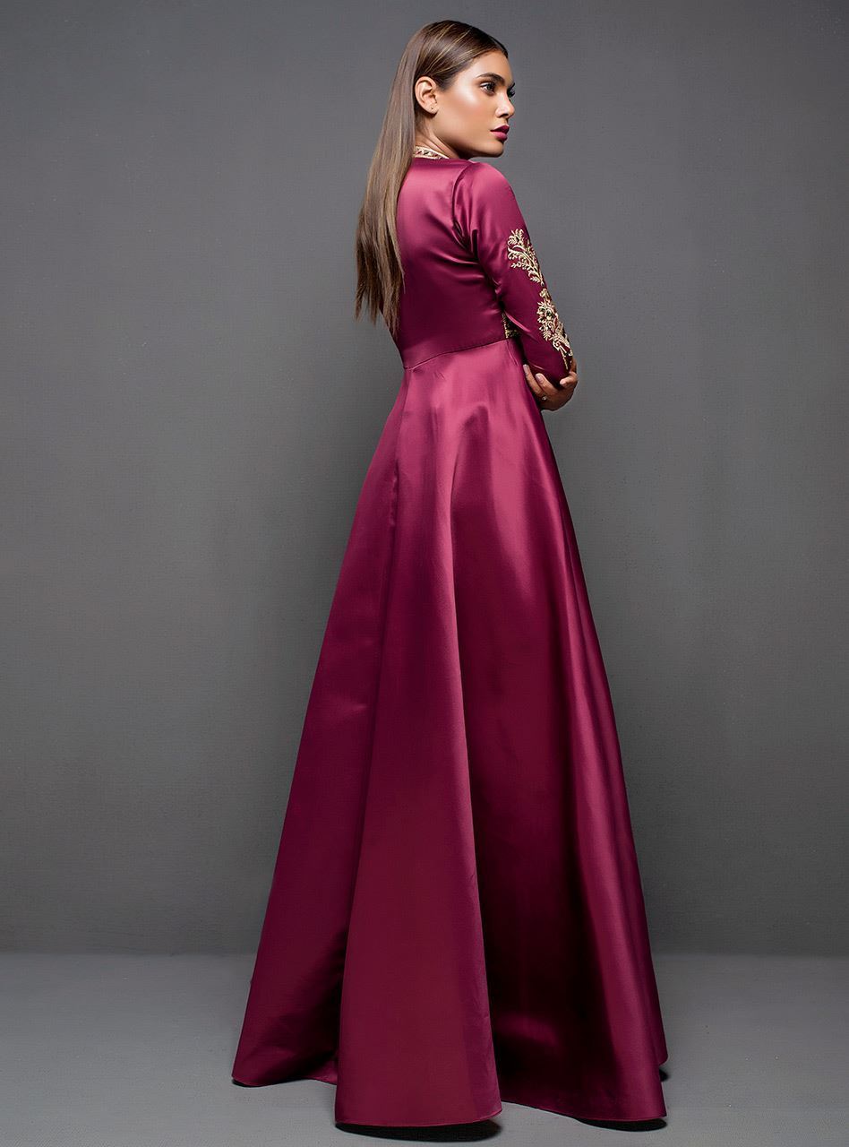 Zainab Chottani | Semi Formals | MAROON GOWN - by - Libasekhas UK - Registered Vendor of : Zainab Chottani - 100% Original Designer Dresss